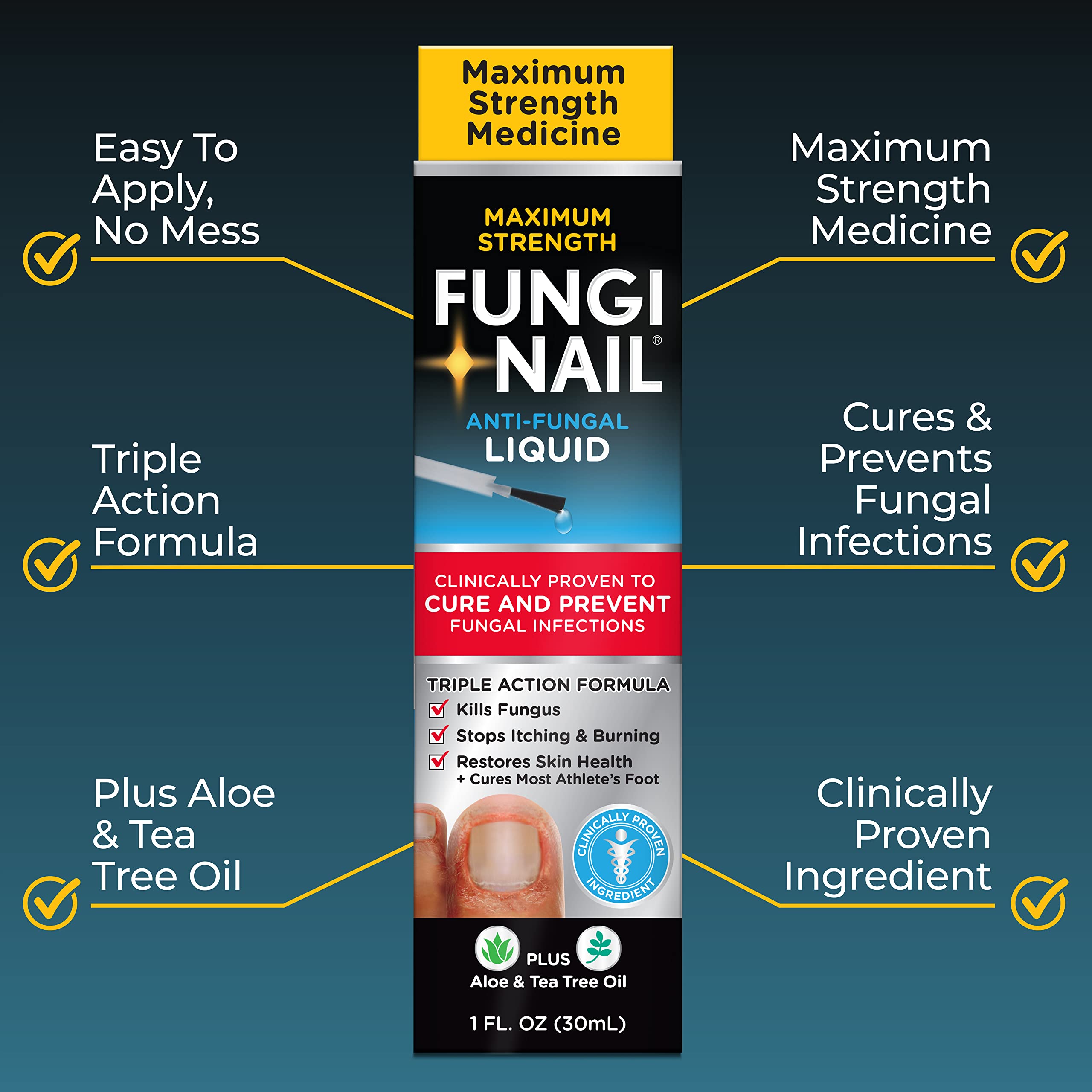 Fungi-Nail aplicador de punta precisa para tratar bordes de uñas con control