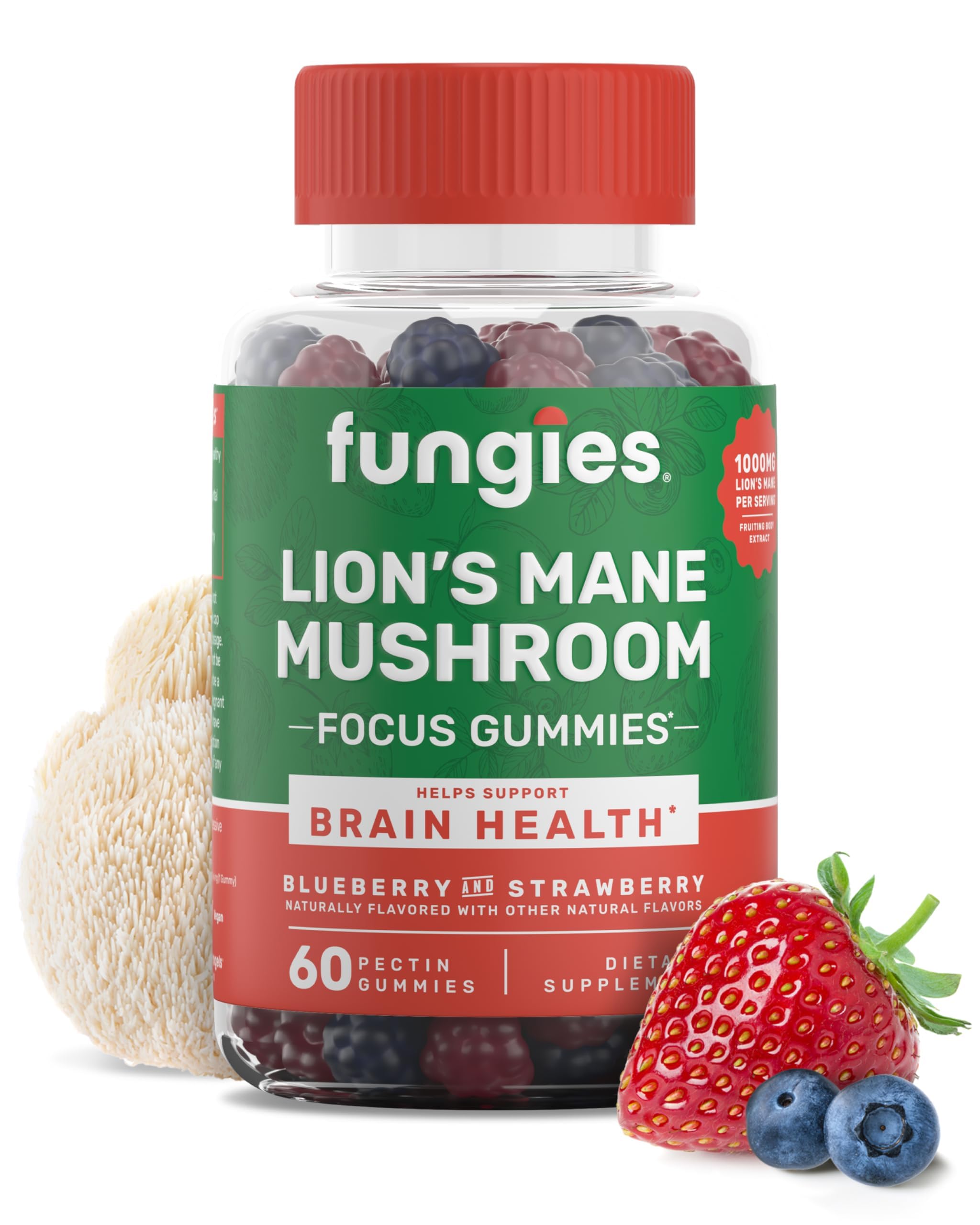 Fungies frasco frontal mostrando 60 gomitas y etiqueta clara