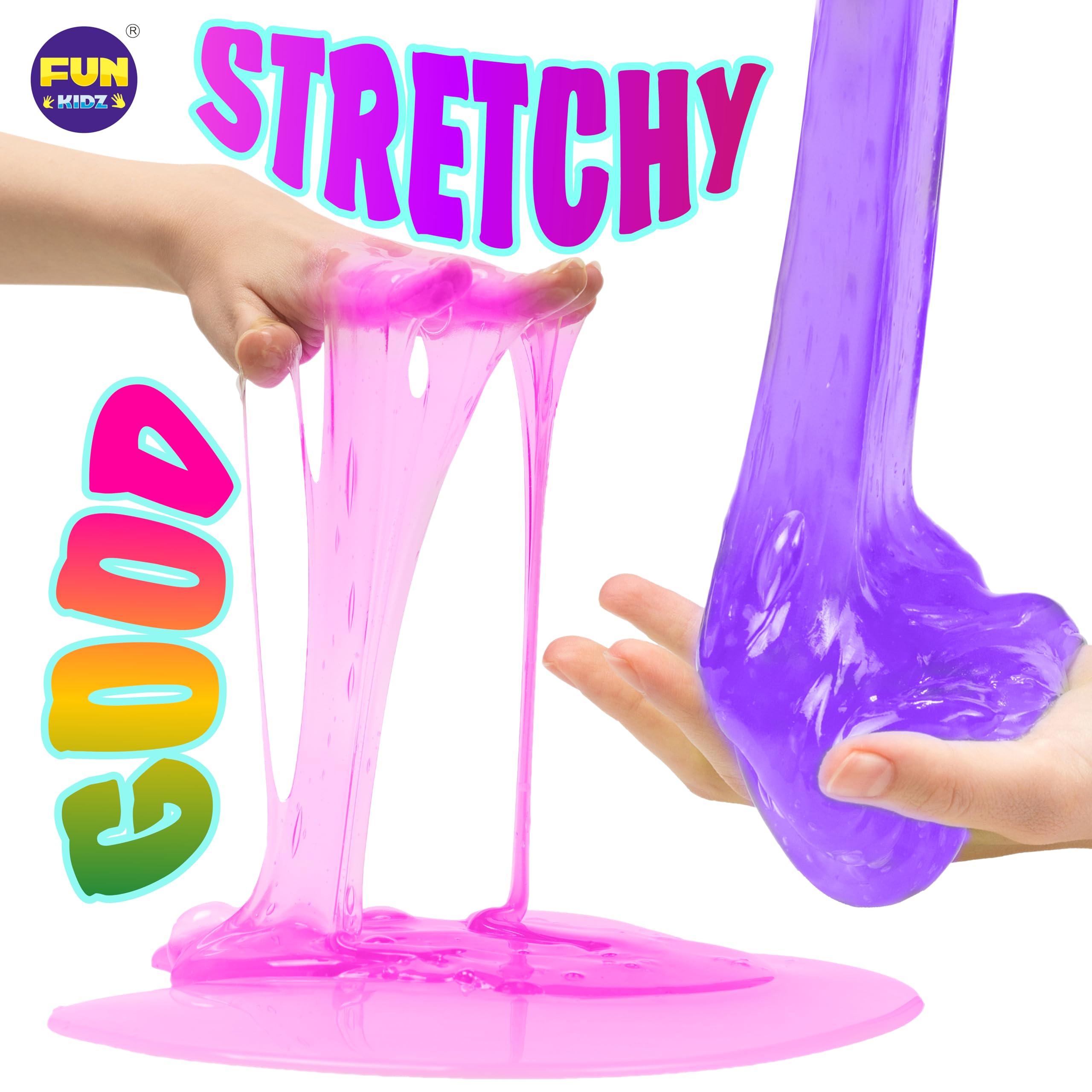 FUN KIDZ cloud slime being stretched to show airy, fluffy play benefit