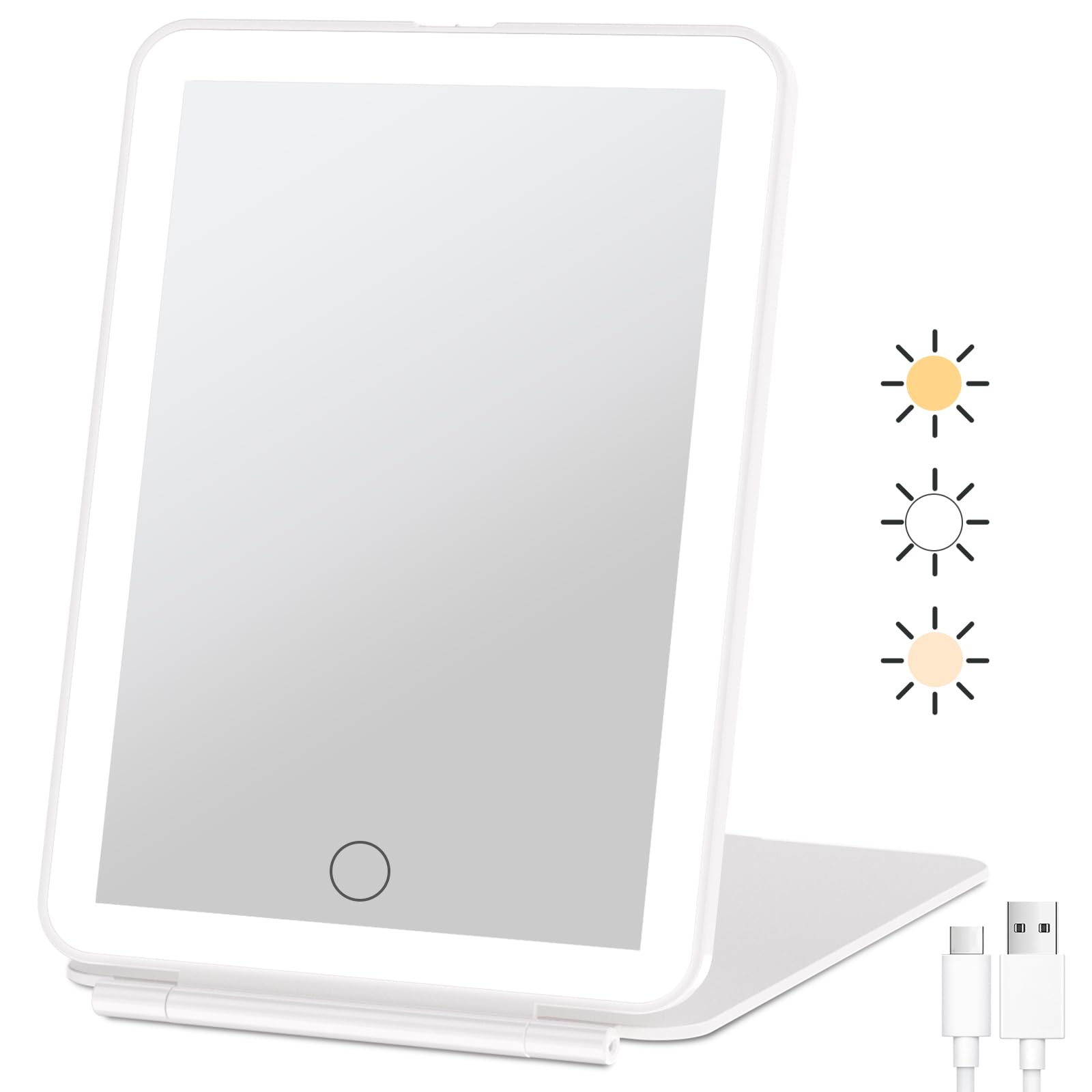 FUNTOUCH vista frontal del espejo con diseño elegante y luz uniforme