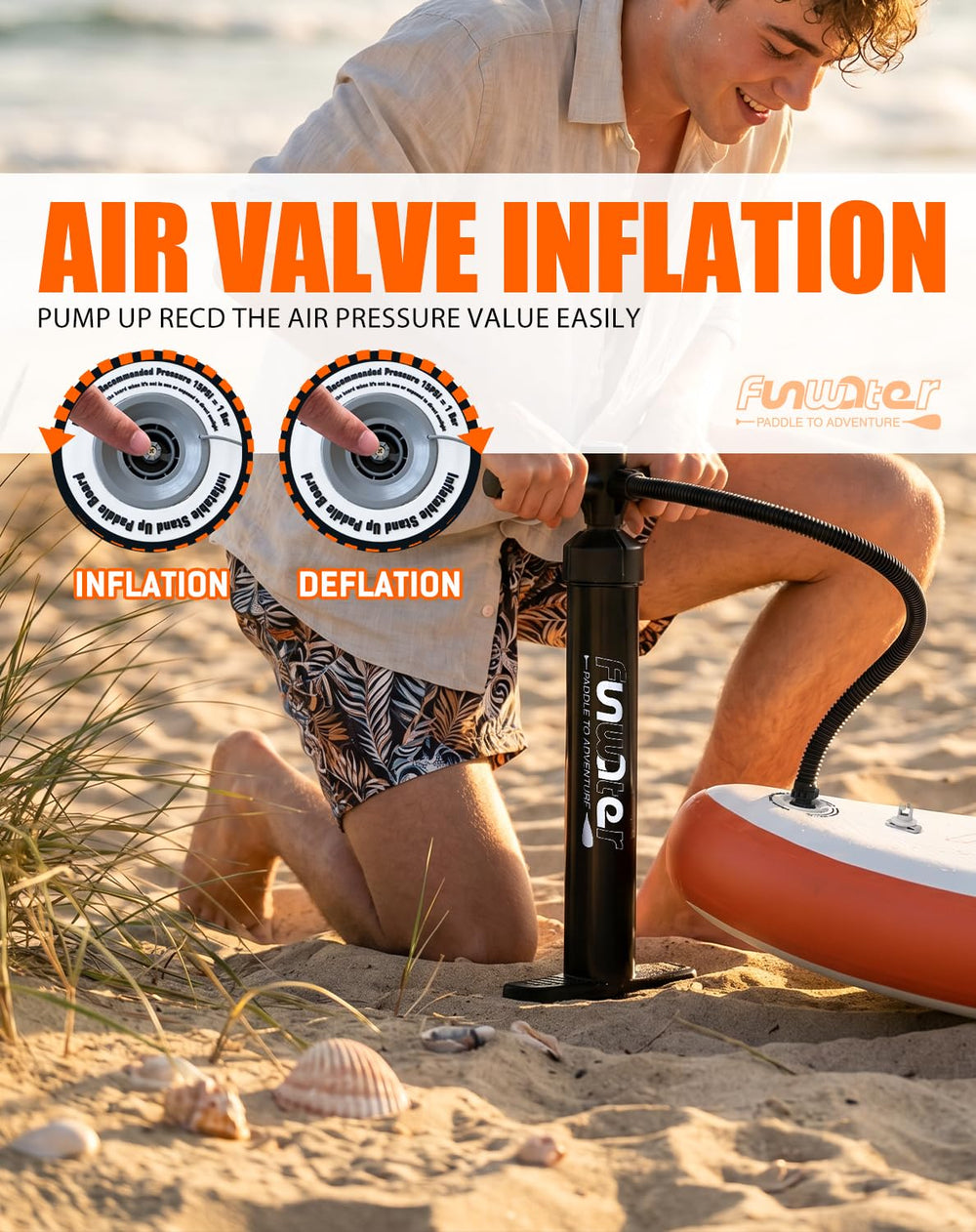 FunWater bomba inflando la tabla rápidamente para salida rápida