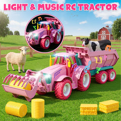 Funwee tractor escala 1:24 comparado con una mano para ver tamaño