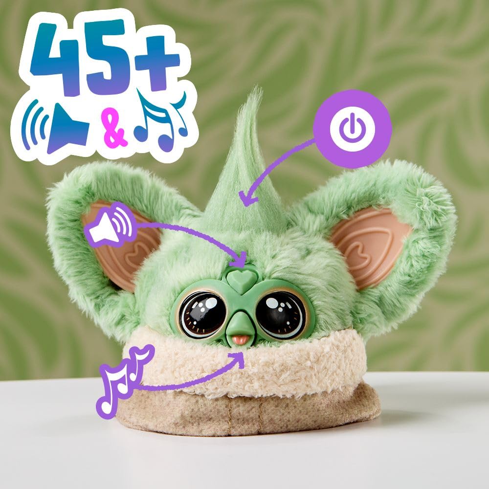 Detalle del pelaje suave Furby que resalta textura y tacto agradable