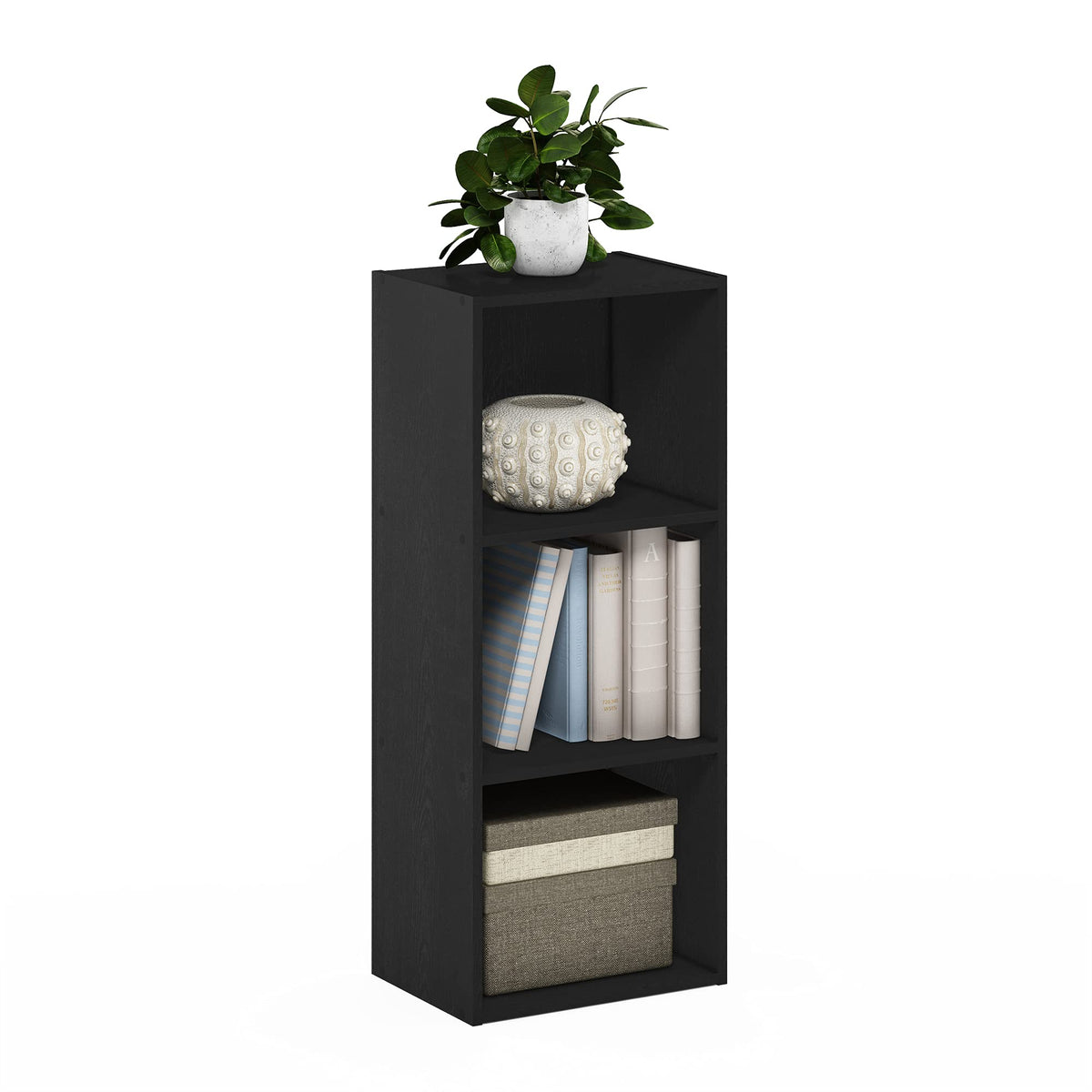 Furinno LUDER frente mostrando tres cubos y ahorro de espacio