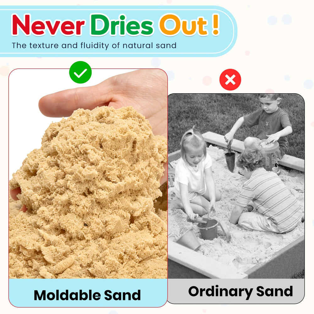 Primer plano de la textura de FURWEY Play Sand que ilustra su tacto moldeable
