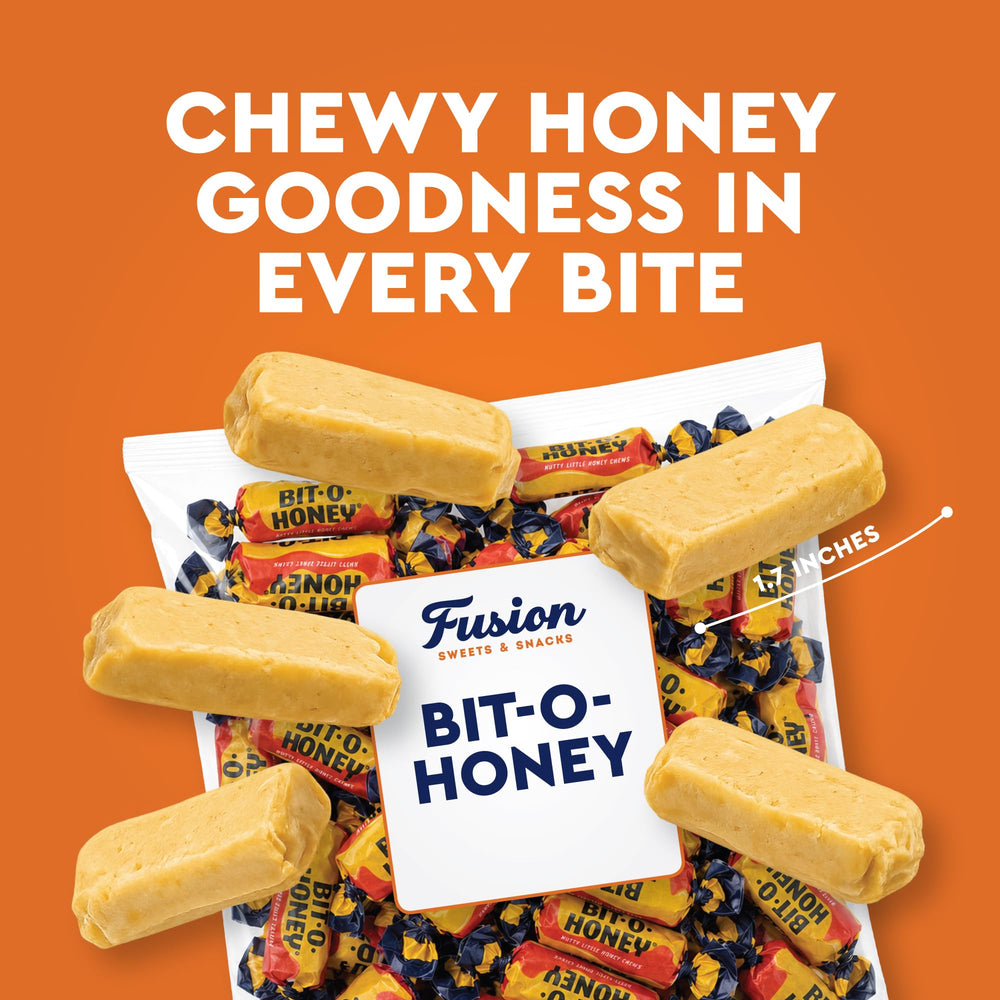Fusion Sweets And Snacks comparación de tamaño de una pieza con moneda para escala