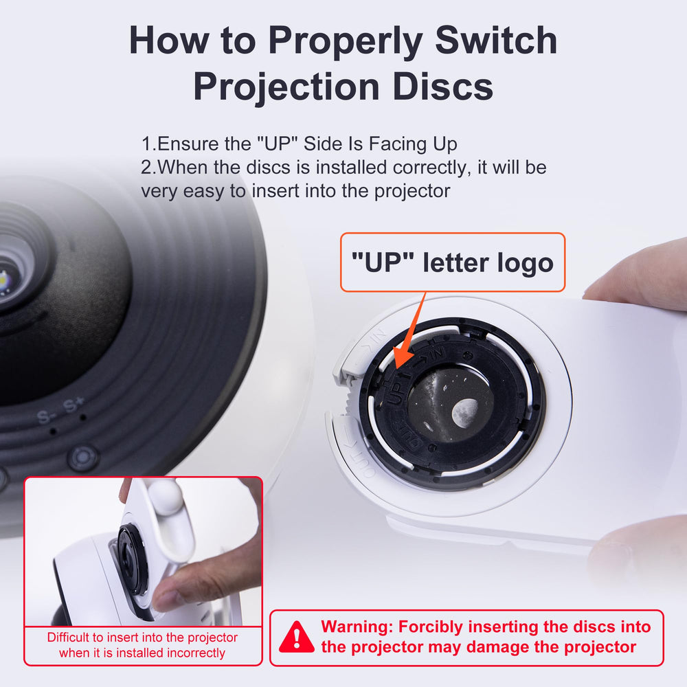 Fussion proyector en dormitorio iluminando pared, ambienta fiestas y descanso