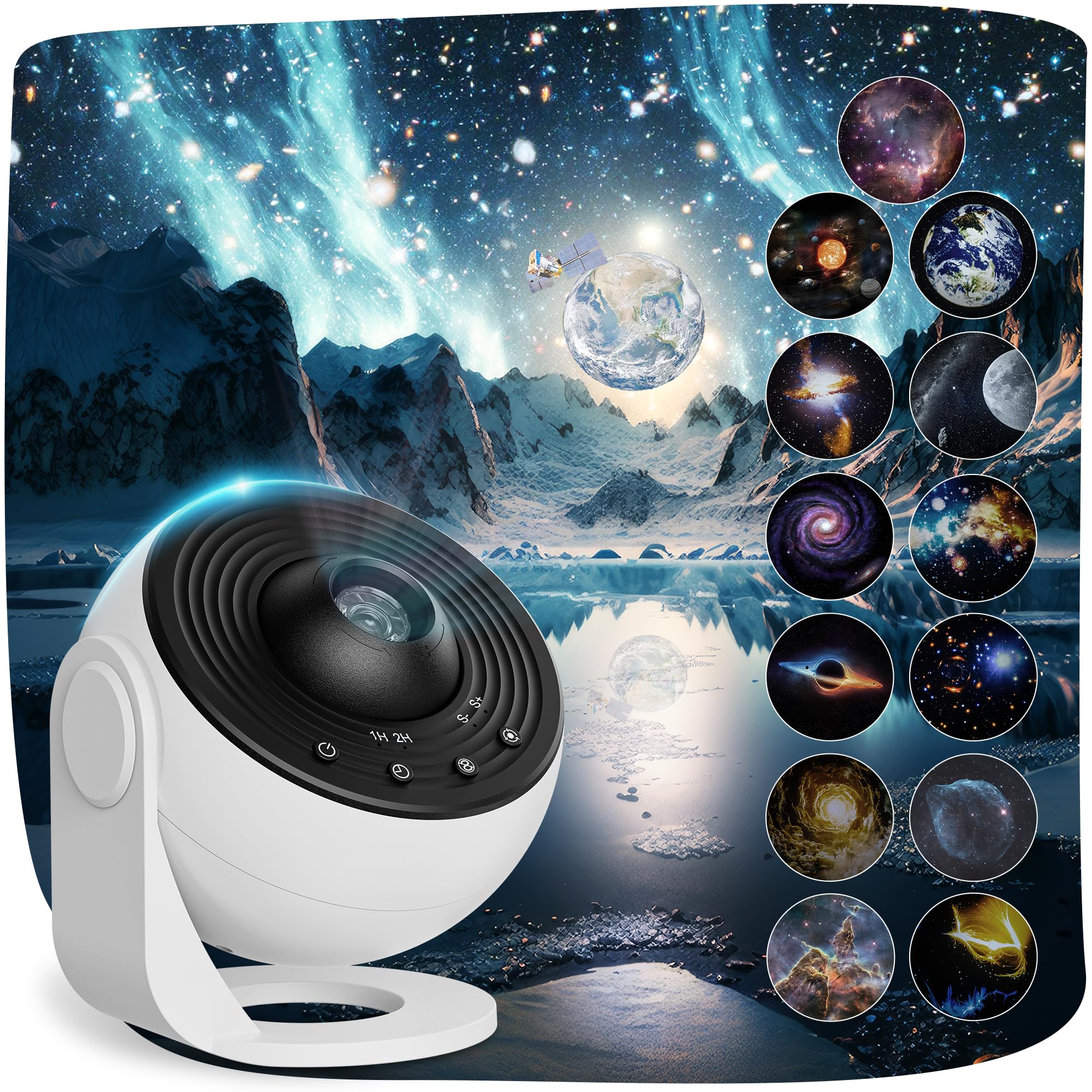 Fussion frente del proyector mostrando diseño compacto y botones, ilumina espacios