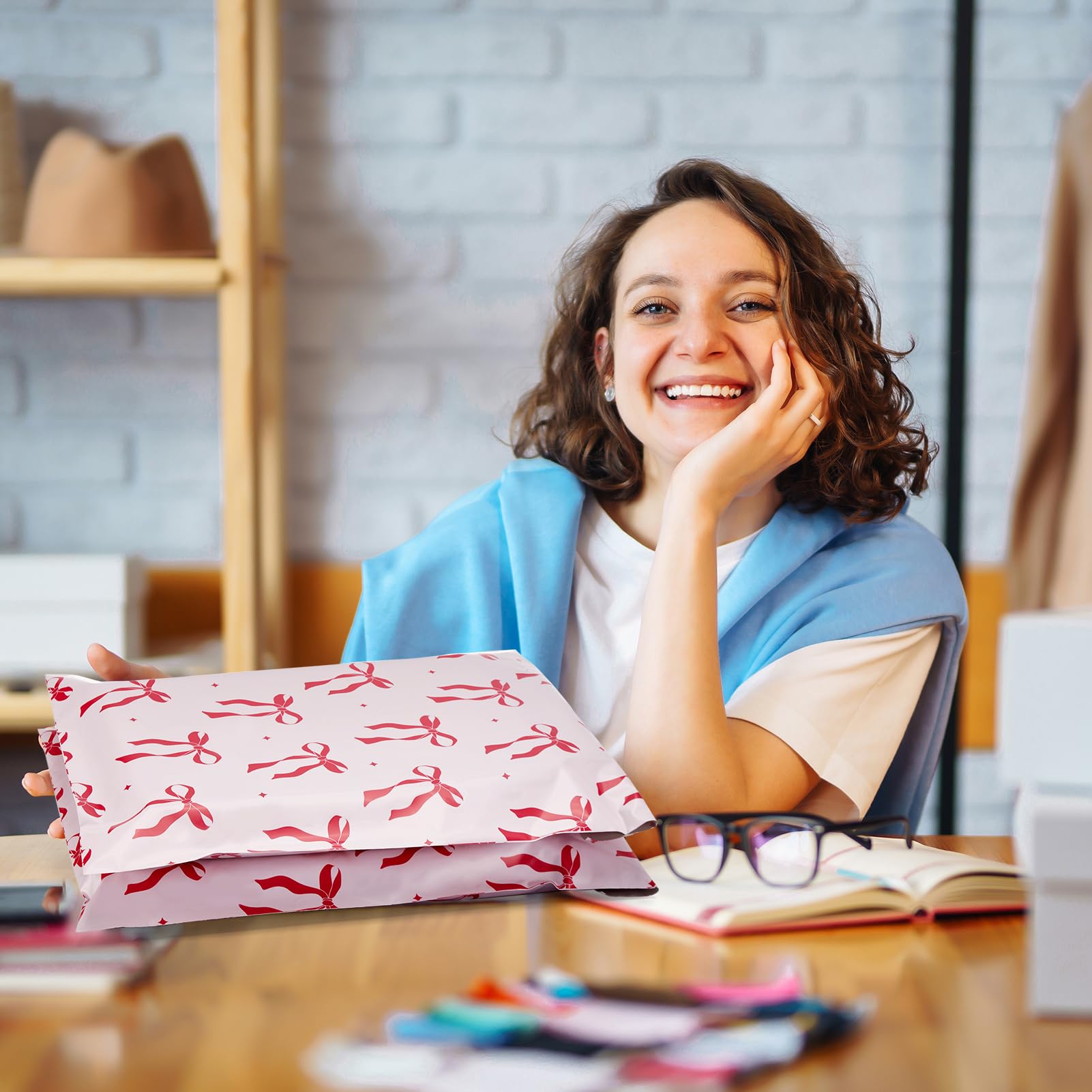 Fuxury paquete en mostrador de tienda online transmitiendo experiencia de marca