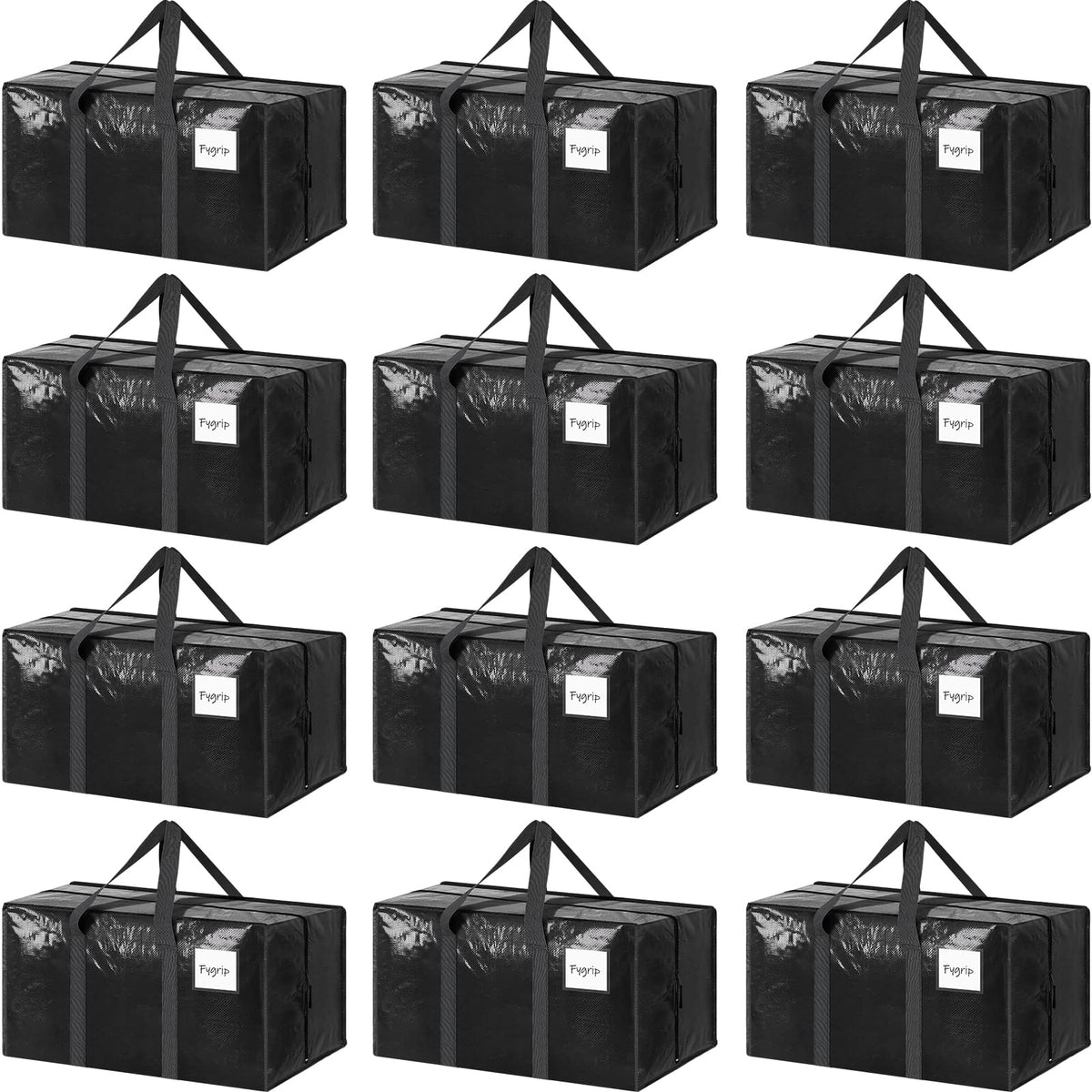 FYGRIP frente del paquete de 12 bolsas mostrando capacidad y color negro