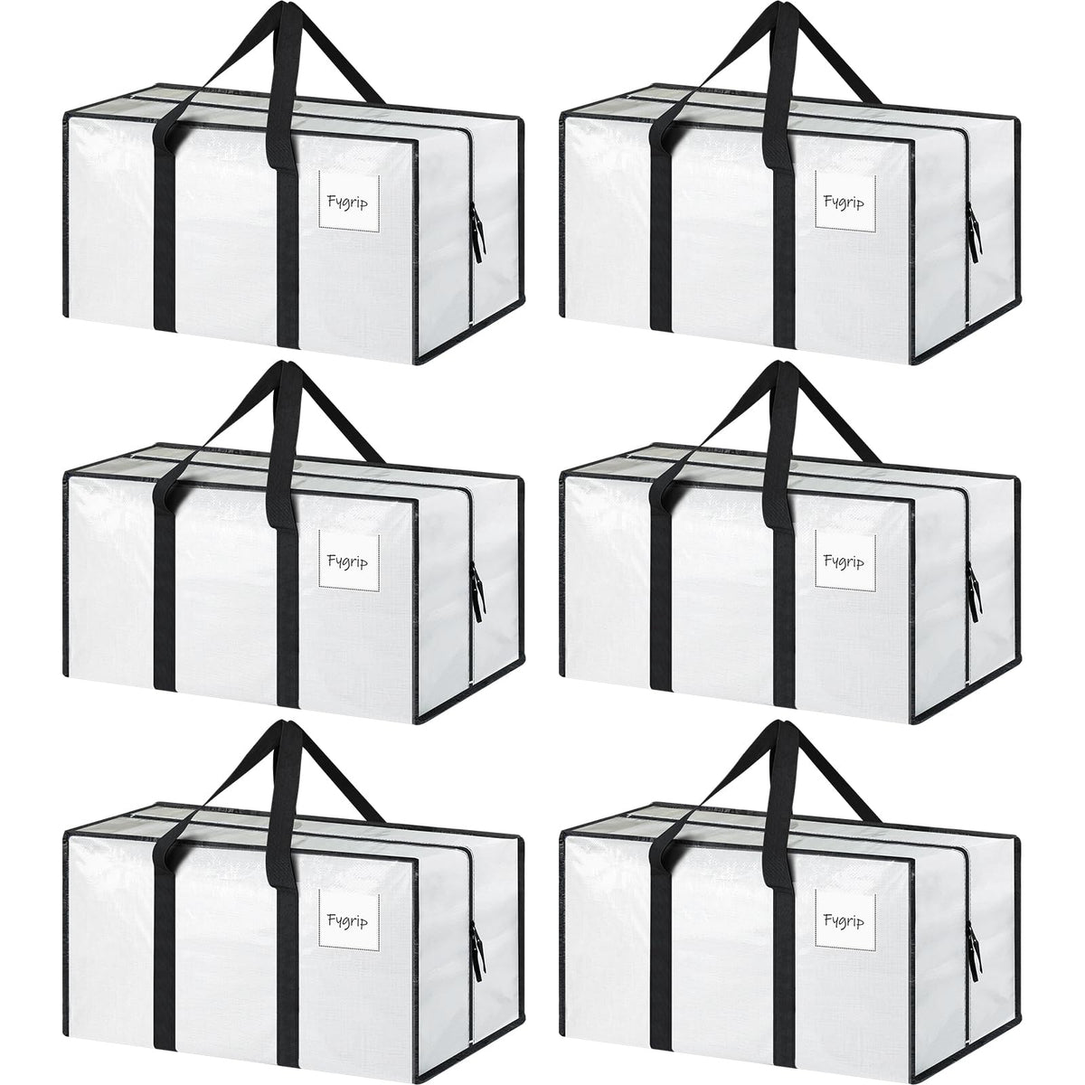 FYGRIP vista frontal del paquete de seis bolsas blancas, gran capacidad