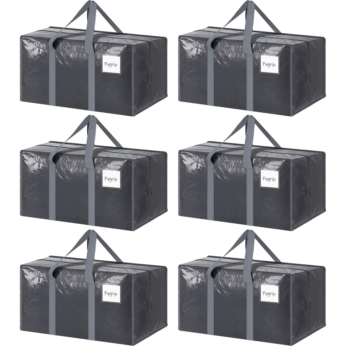 FYGRIP vista frontal del paquete de 6 bolsas grandes, almacenamiento eficiente