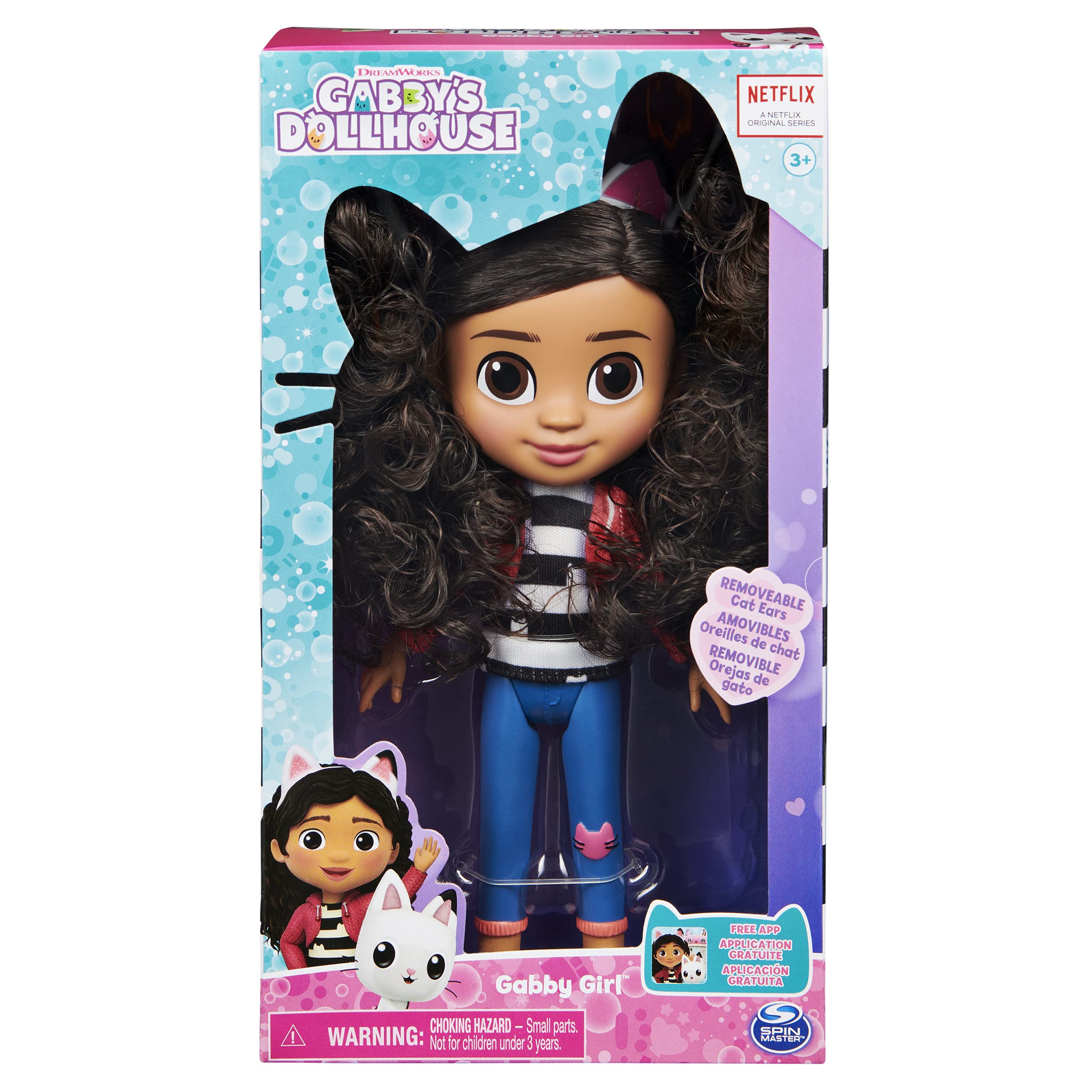 DREAMWORKS GABBY'S DOLLHOUSE detalle de la ropa y parche de gatito que inspira juego