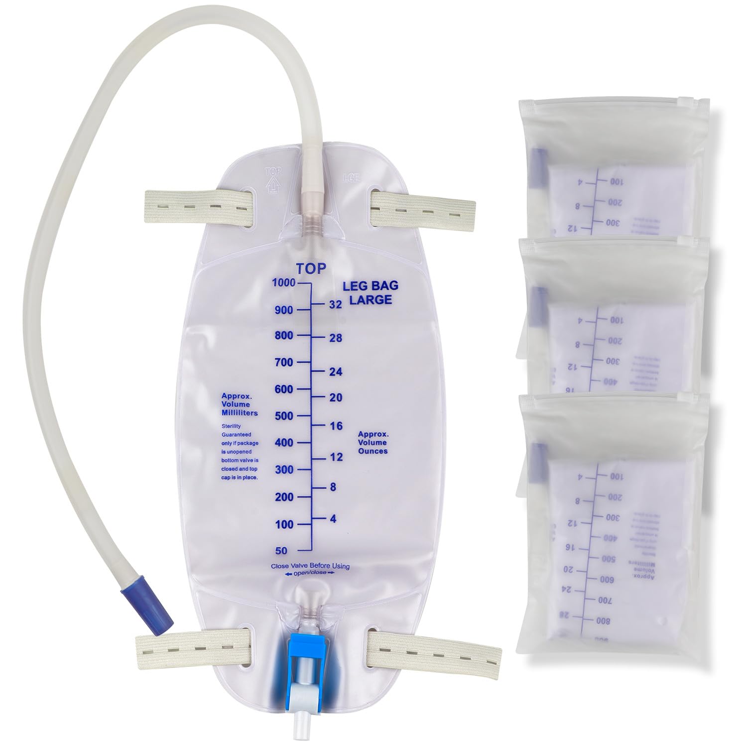 Gadget Beyond vista frontal del paquete con 3 bolsas 32 oz y tubos