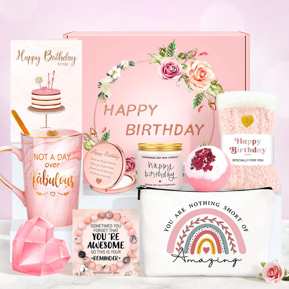Gagalico caja frontal lista para regalar con diseño rosa y dorado, elegante presentación