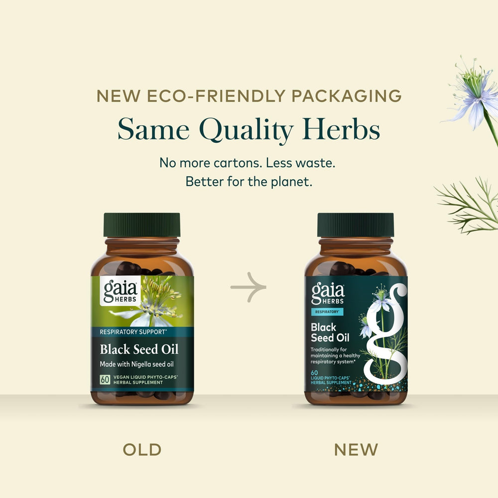 Gaia Herbs semillas Nigella sativa en ambiente natural, origen claro
