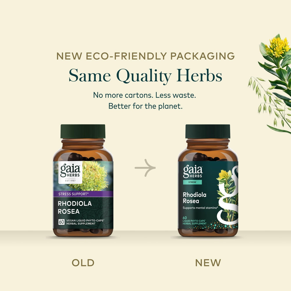 Gaia Herbs mano sosteniendo cápsula para uso diario conveniente