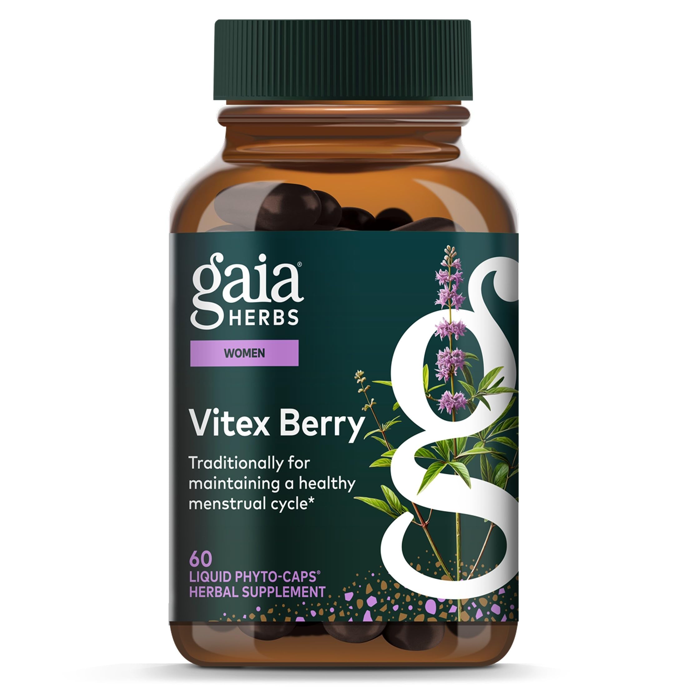 Gaia Herbs frasco del producto mostrando diseño y presencia en vitrina