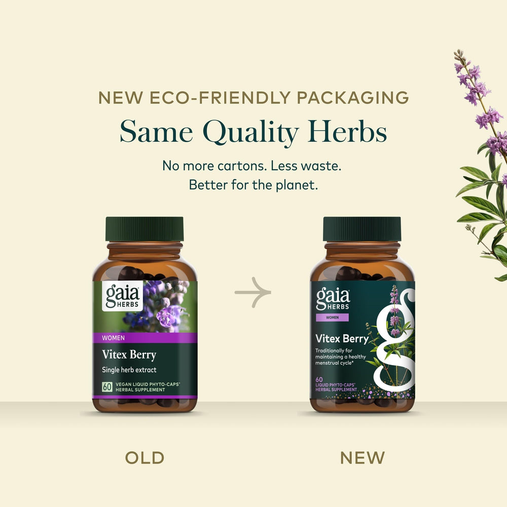 Gaia Herbs cápsula en mano demostrando facilidad de uso diaria
