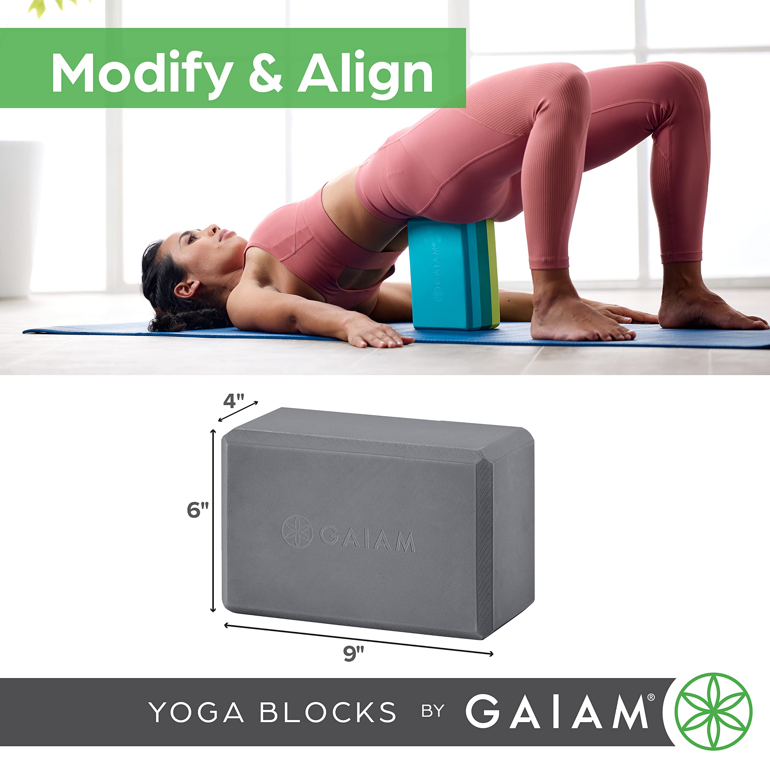 Gaiam bloque comparación tamaño para referencia de escala