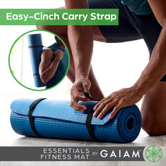 Gaiam rolled mat with easy-cinch strap for convenient transport