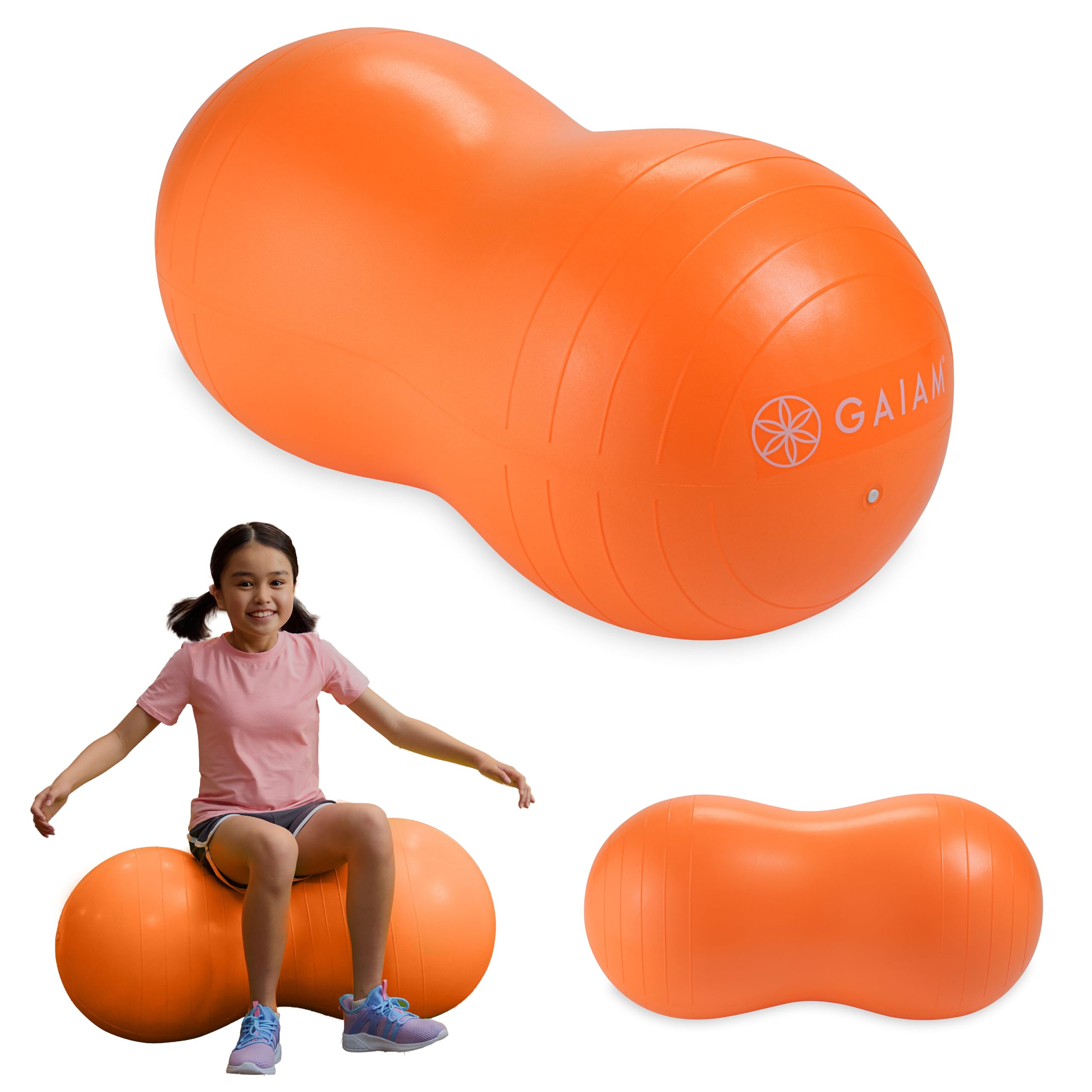 Gaiam peanut frontal naranja mostrando forma estable y soporte