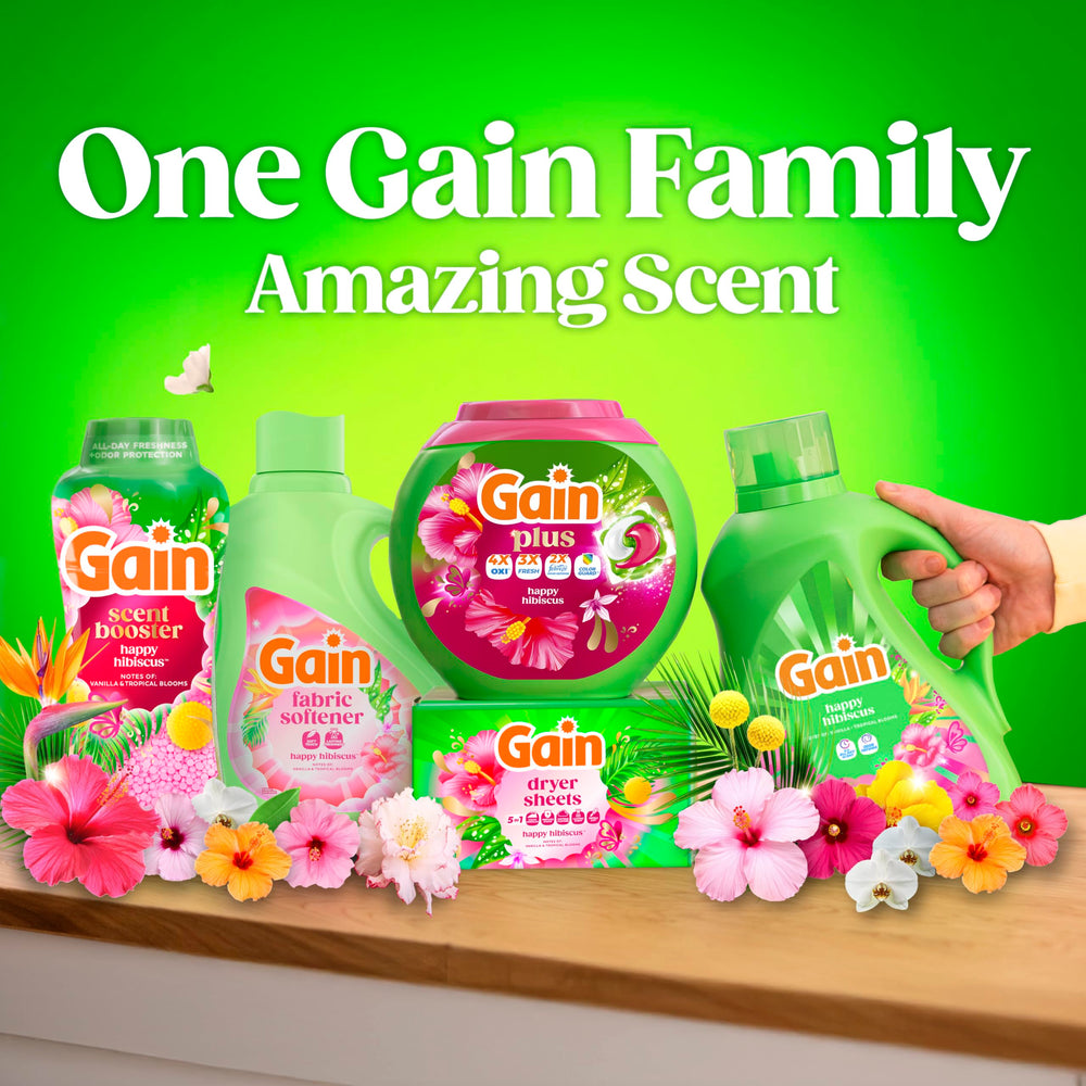 Gain cierre del frasco destacando capacidad de 132 fl oz
