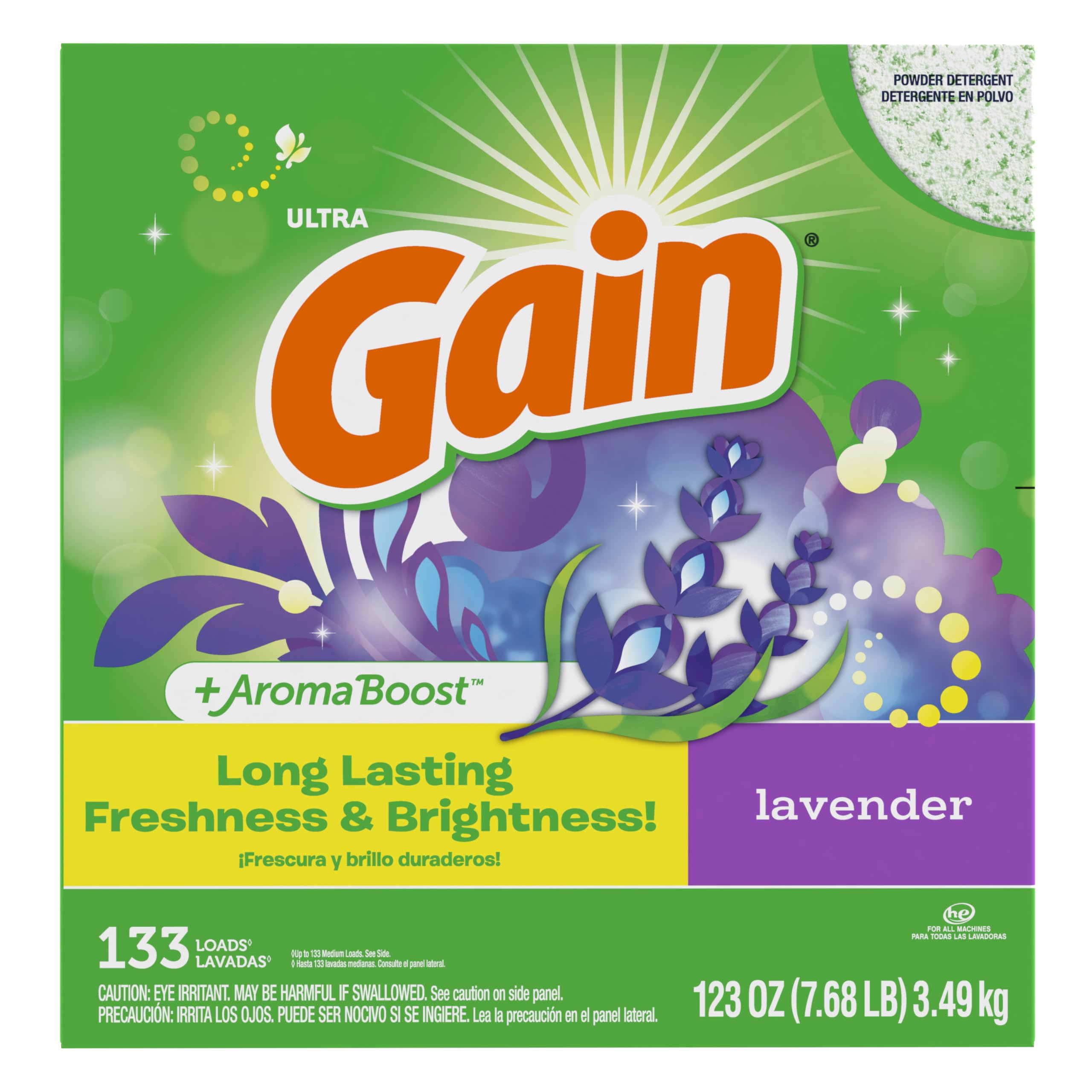 Gain detergente lavanda junto a suavizante para potenciar la fragancia
