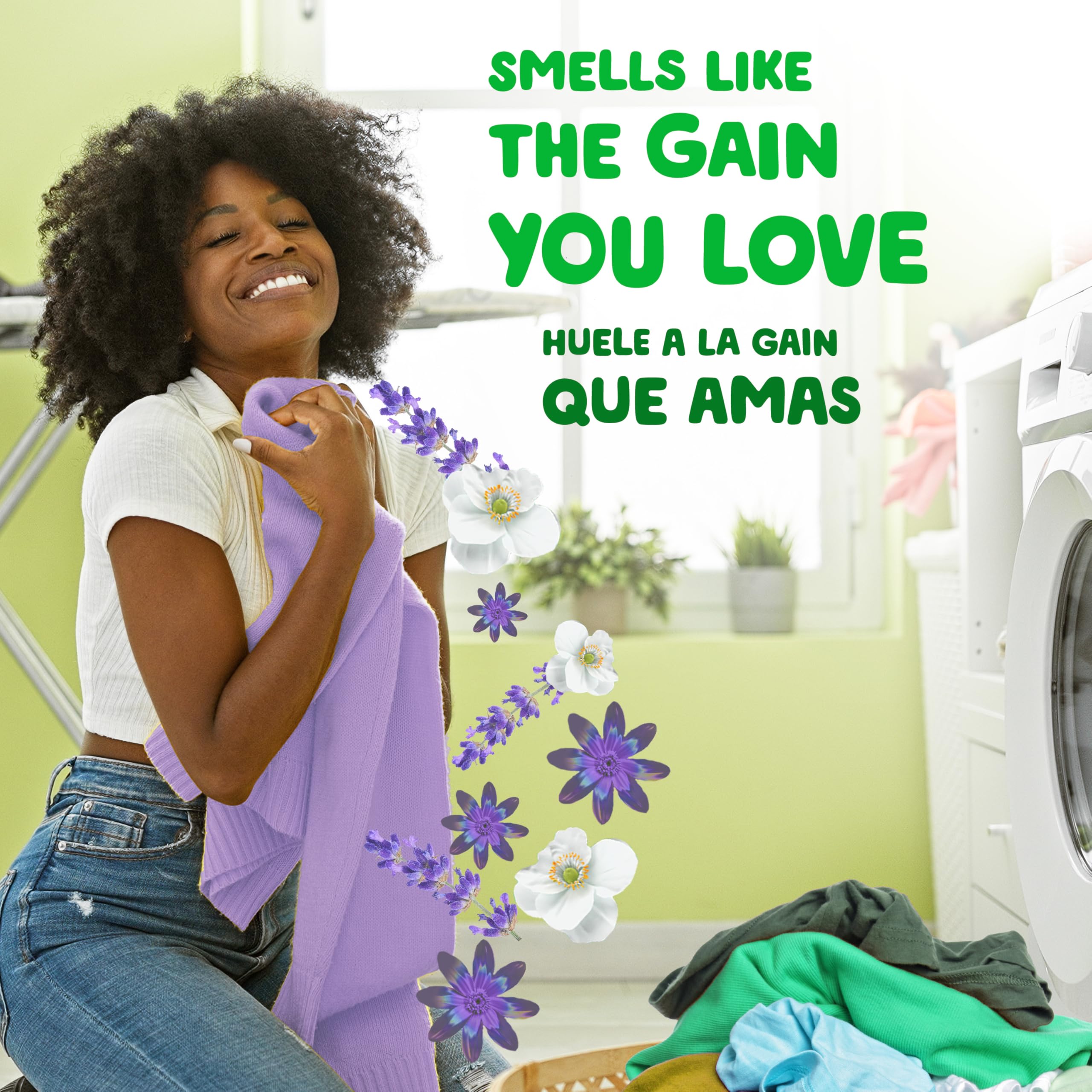 Gain detergente lavanda uso en tambor demostrando aplicación fácil