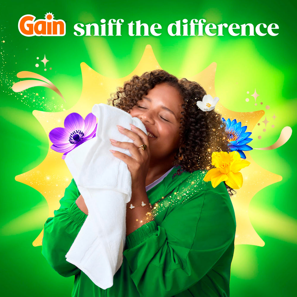Gain envase en estante de tienda destacando presentación para compra