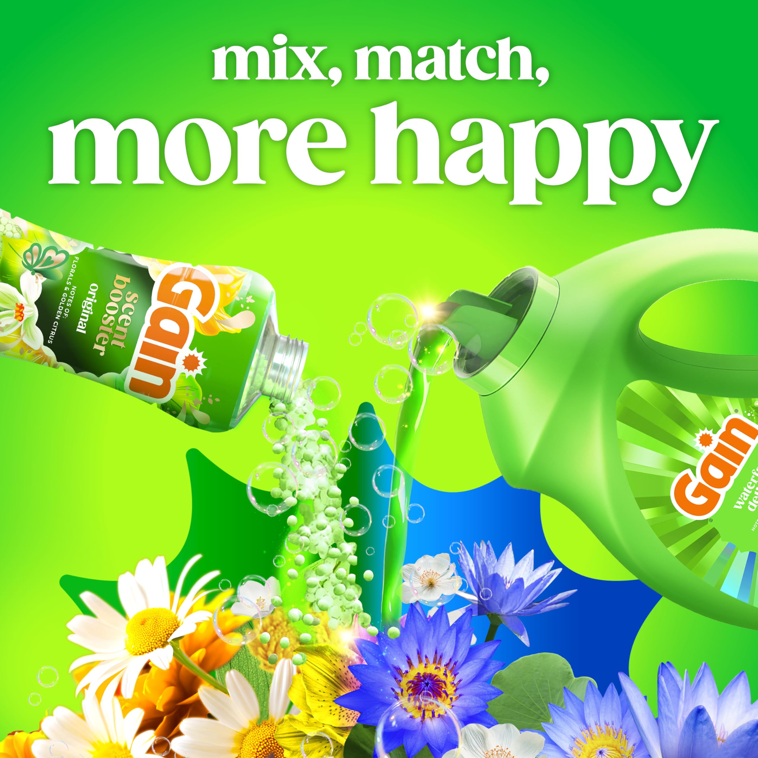 Gain botella junto a ropa recién lavada con aroma duradero