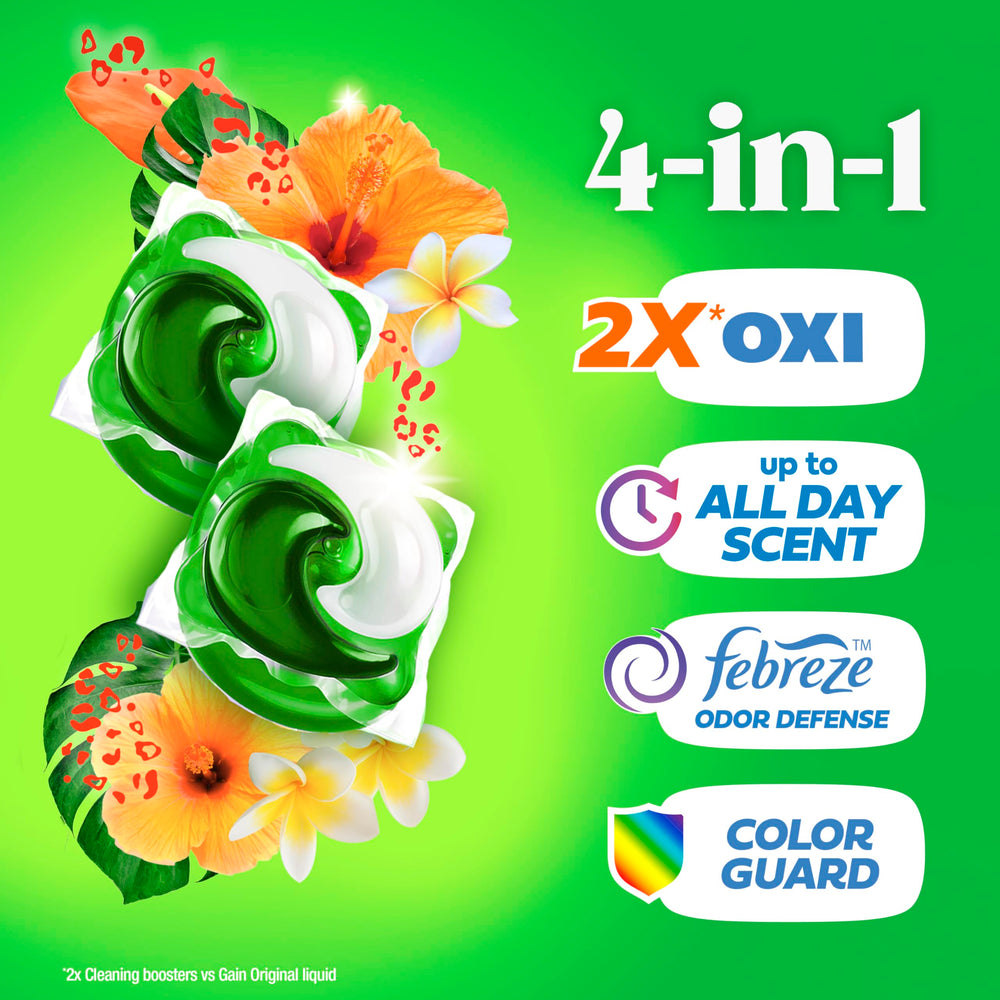 Gota de la solución de Gain Flings ilustrando poder de limpieza concentrado
