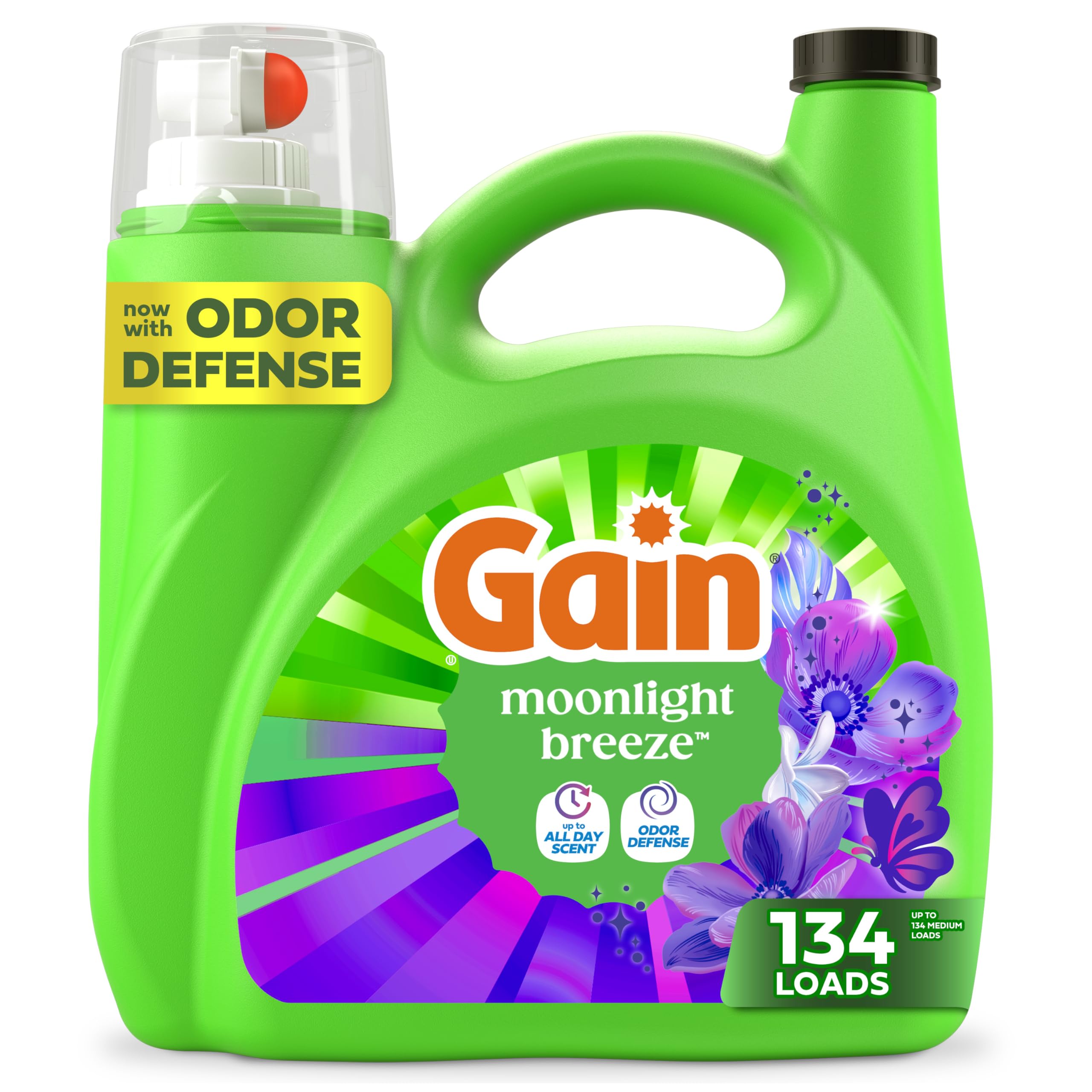 Gain envase frontal Moonlight Breeze mostrando etiqueta y beneficio aroma duradero