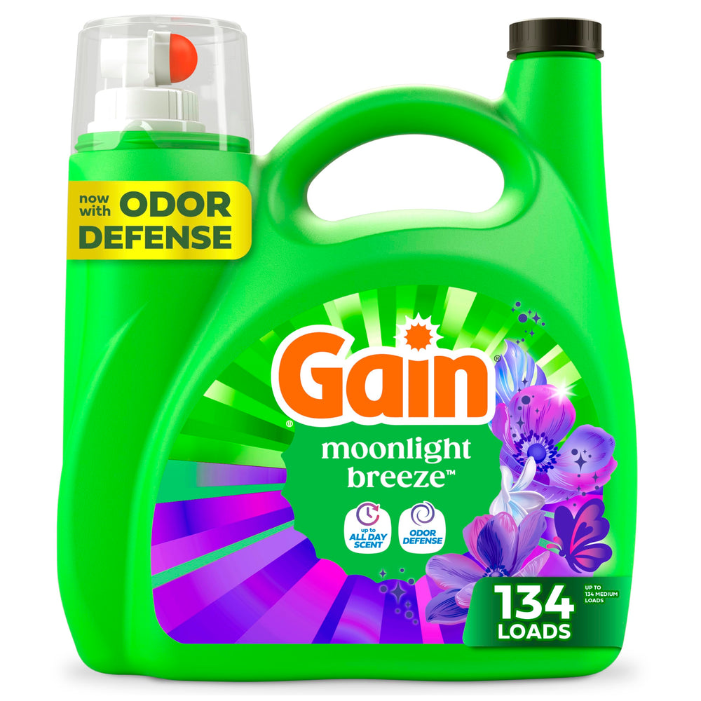 Gain envase frontal Moonlight Breeze mostrando etiqueta y beneficio aroma duradero
