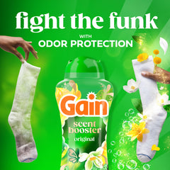 Comparación de escala con la botella de Gain 24 oz para visualizar tamaño y cantidad del producto