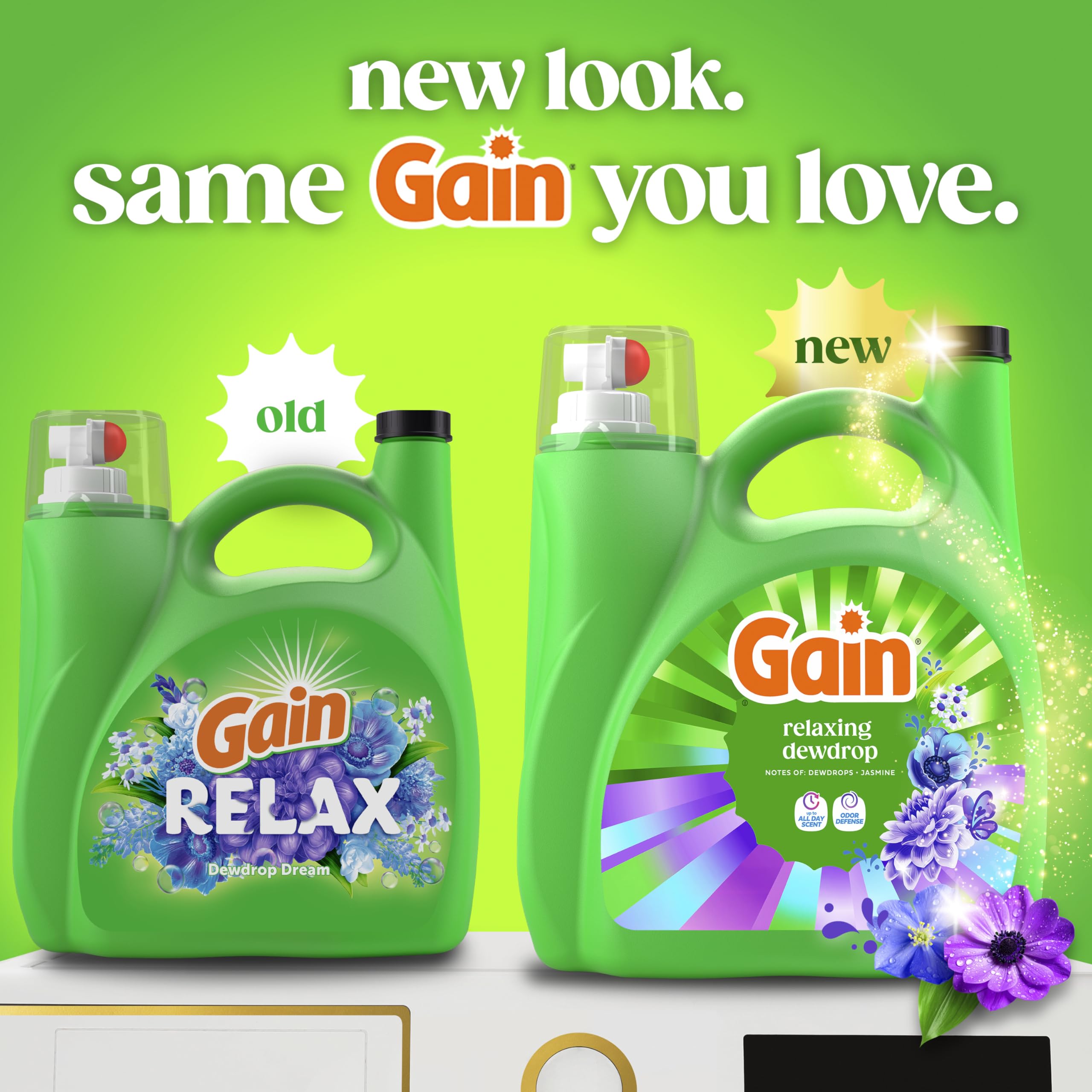 Gain etiqueta con ingredientes clave y beneficio de Odor Defense
