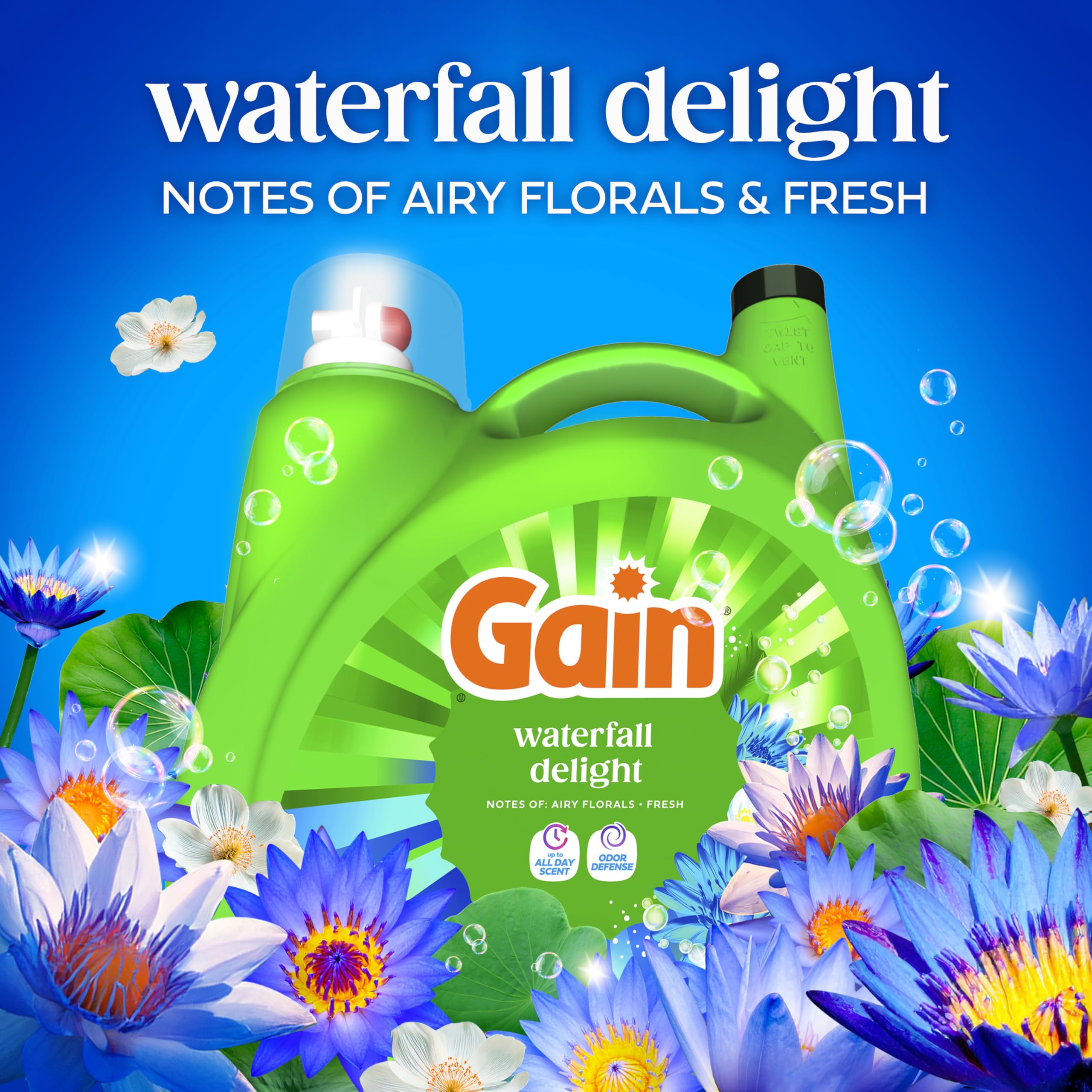 Gain textura líquida vertiéndose, ilustrando su poder de limpieza