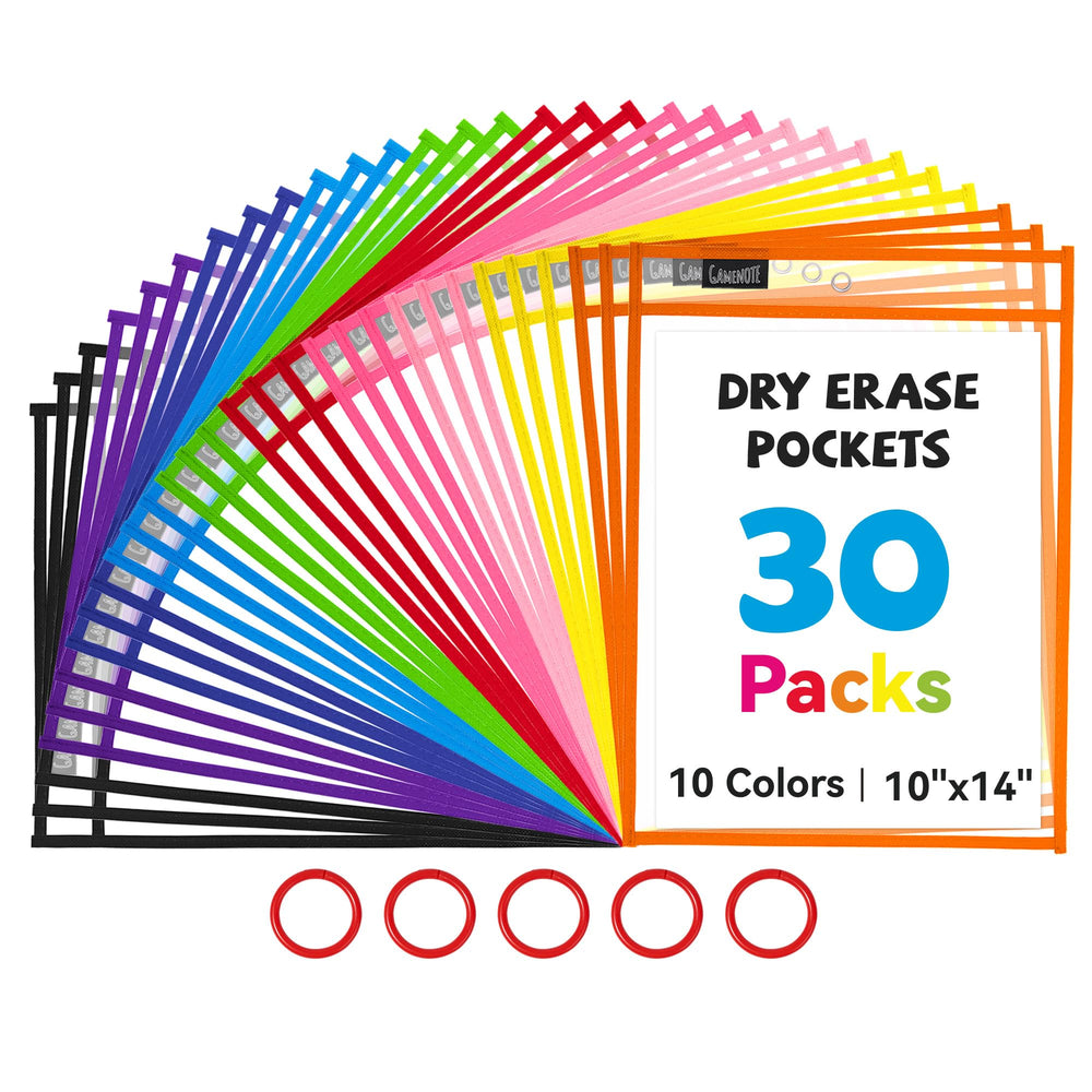 GAMENOTE front packaging showing 30 reusable dry erase sleeves and rings benefit organization
