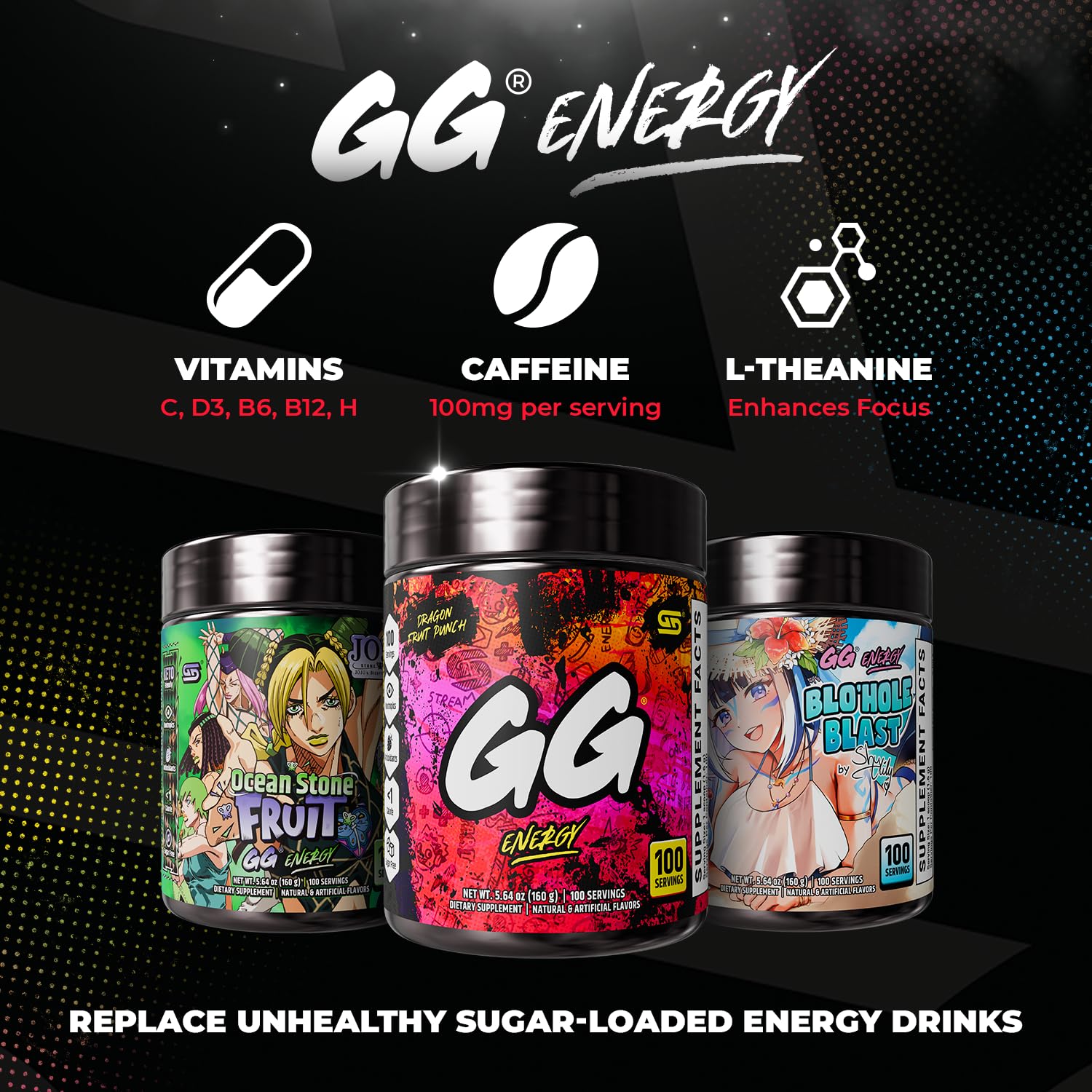 Gamer Supps comparación de tamaño del tarro para referencia de servicios