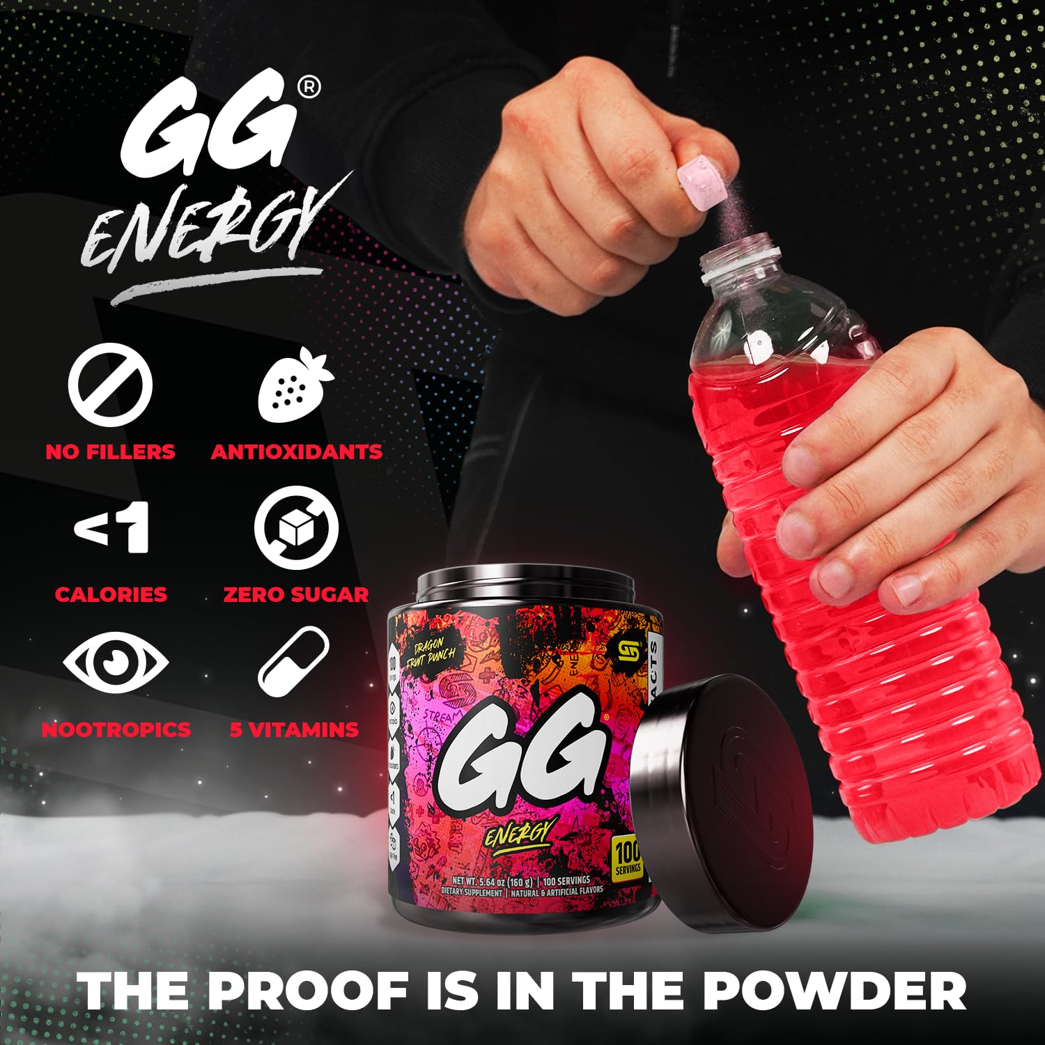 Gamer Supps textura del polvo fino que se disuelve rápidamente