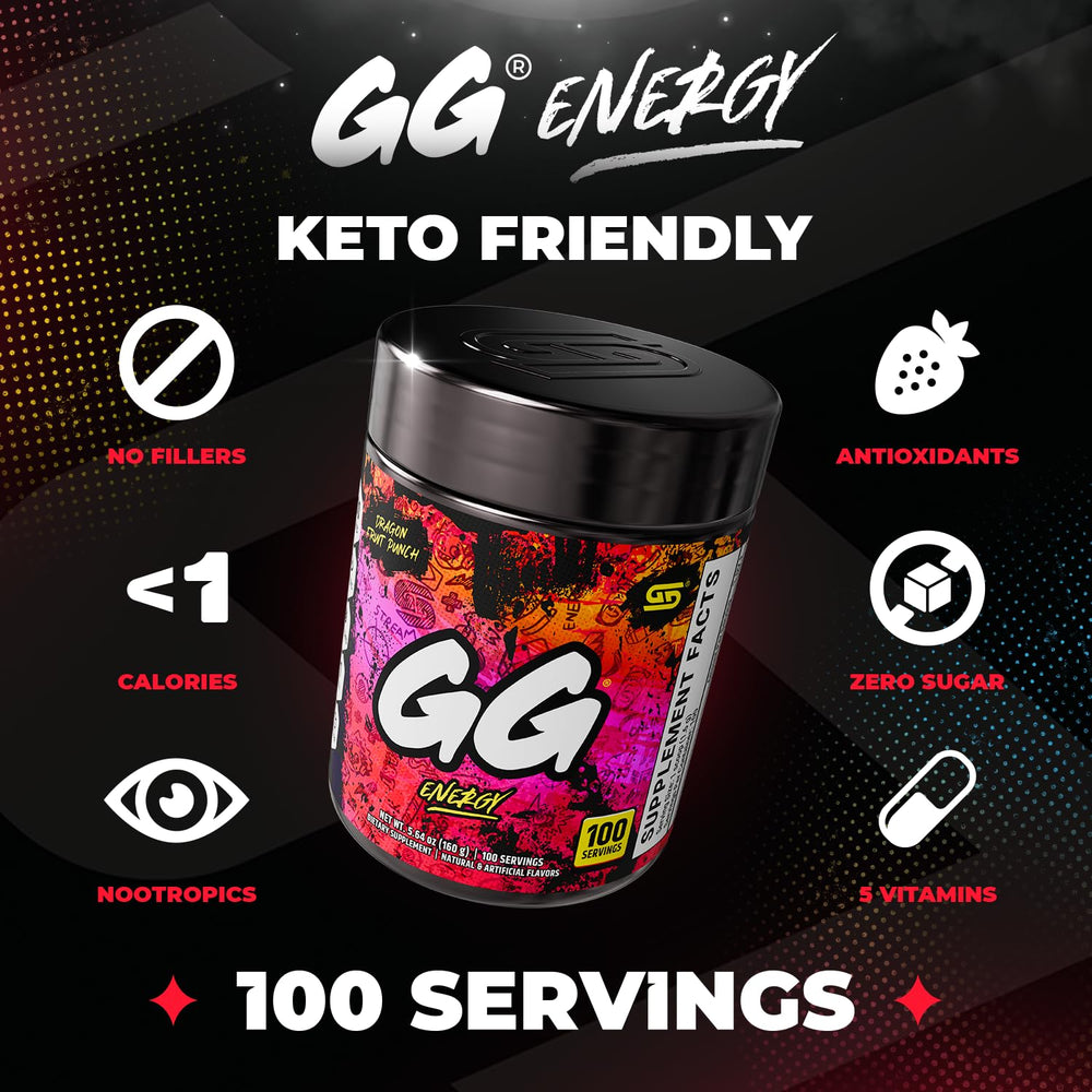 Gamer Supps tarro abierto con polvo visible para fácil dosificación