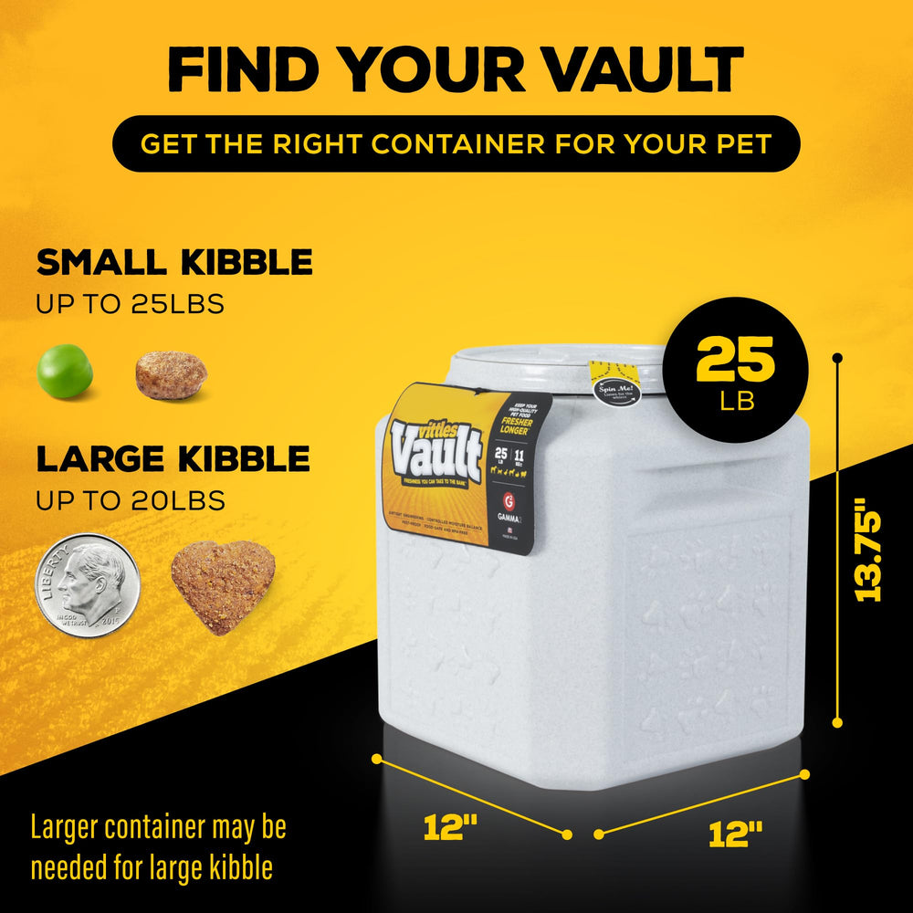 Gamma2 Vittles Vault detalle de tapa con Gamma Seal Technology y cierre seguro