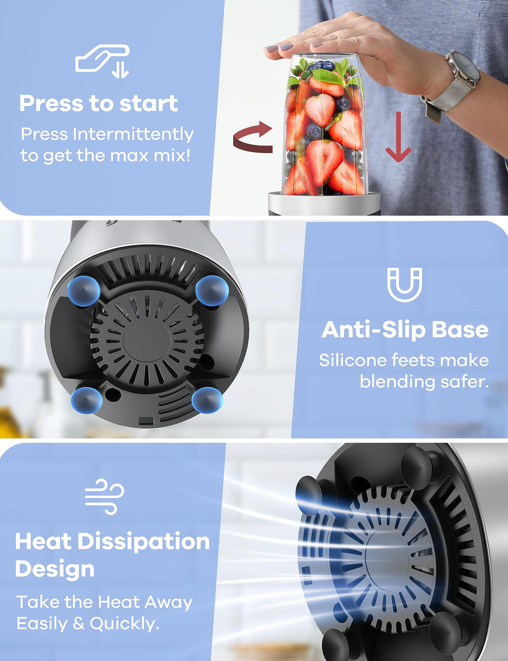 Ganiza base con ventilación y almohadillas antideslizantes que aportan seguridad