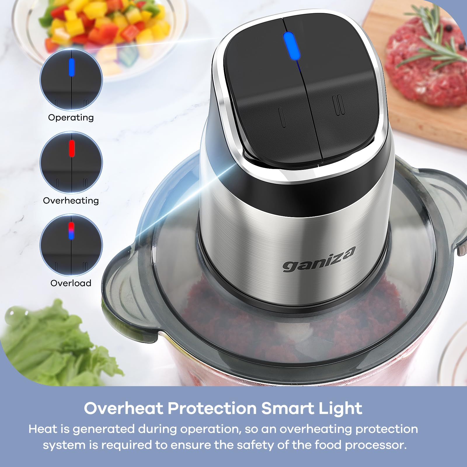 Ganiza cuenco de vidrio con ingredientes visible y limpieza fácil