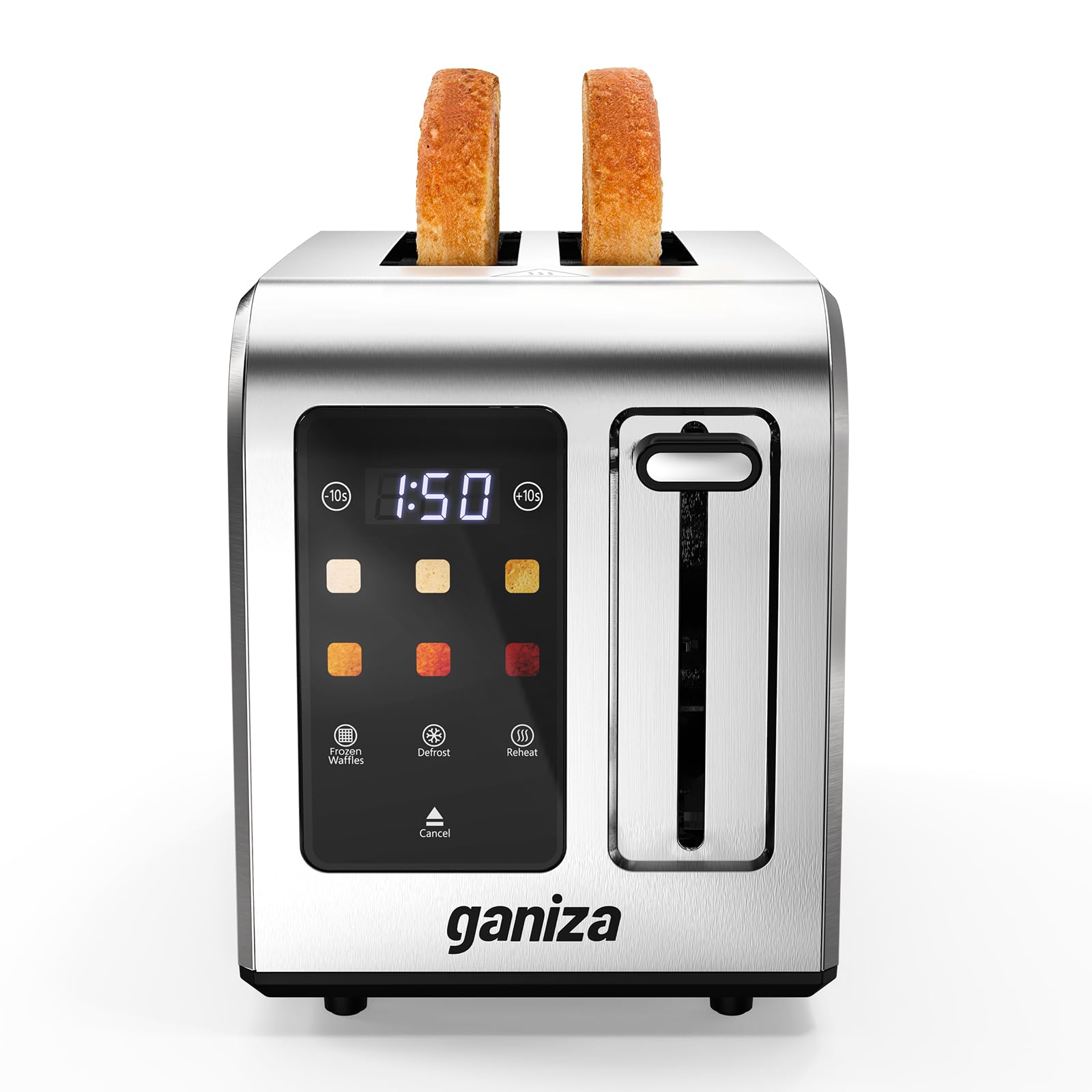 Ganiza vista frontal en acero inoxidable, aspecto profesional y duradero