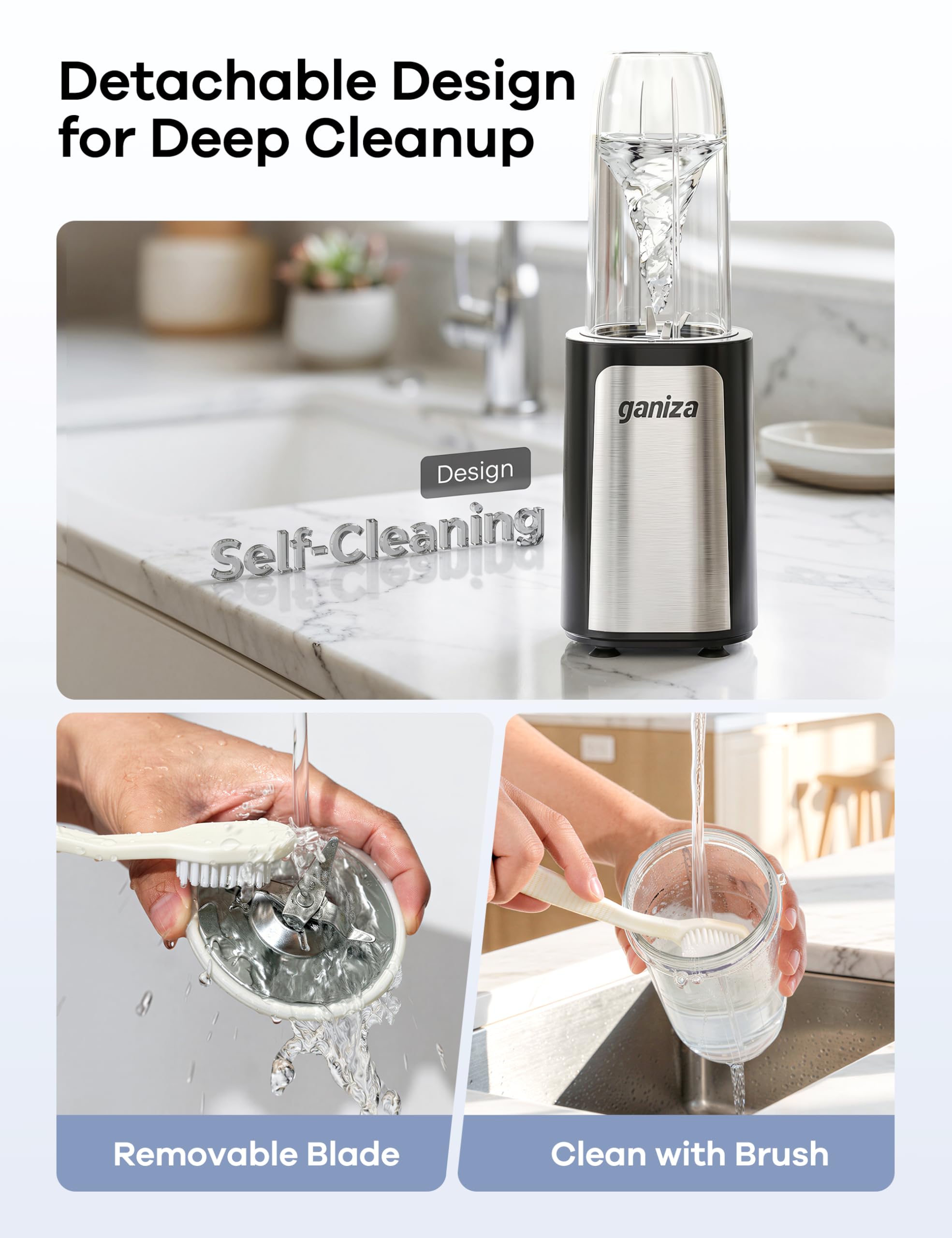 Ganiza licuadora en cocina mostrando uso cotidiano y conveniencia