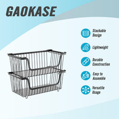 GAOKASE cuatro cestas apiladas para maximizar espacio vertical en despensa