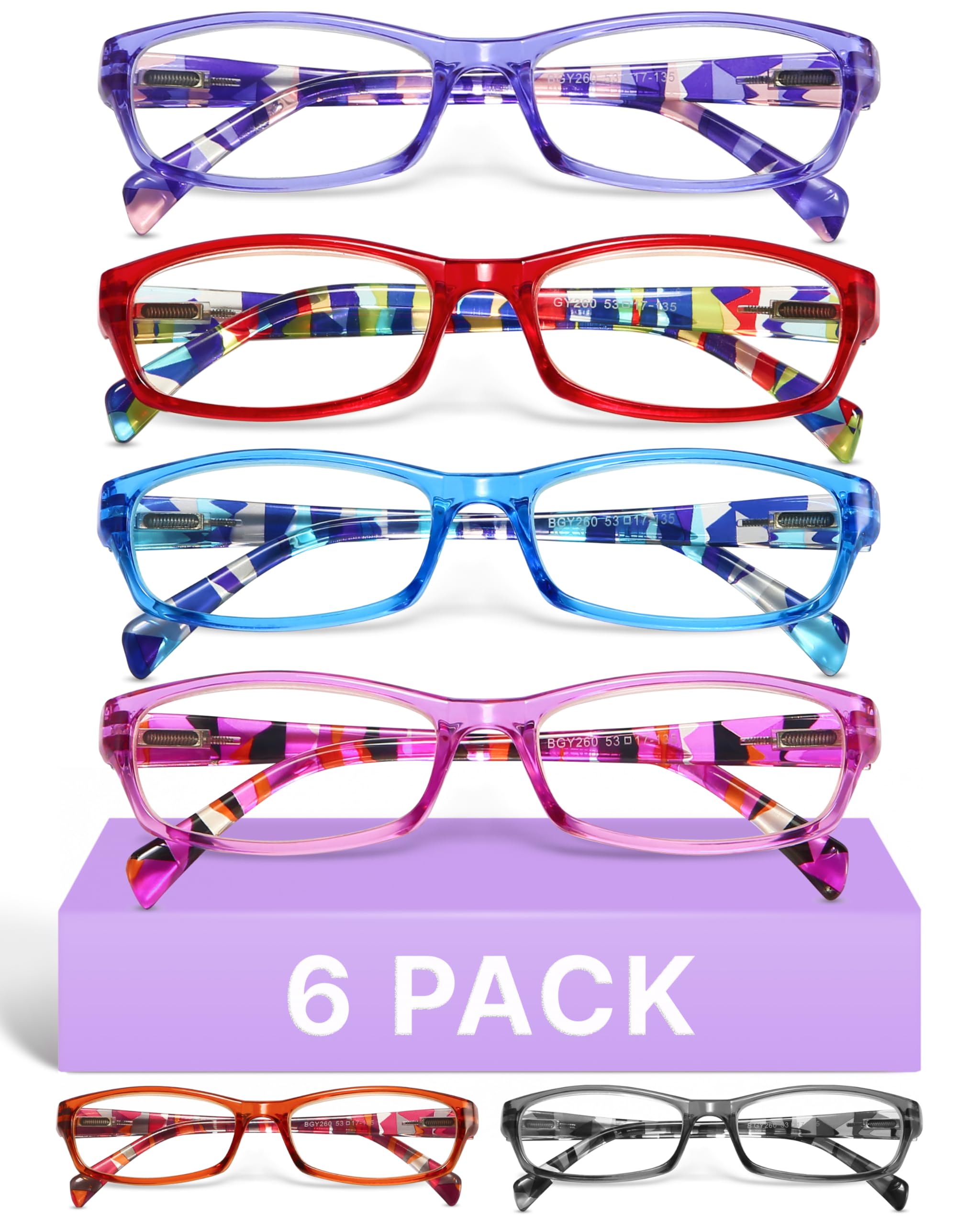 Gaoye vista frontal del pack con seis gafas, versátiles y elegantes