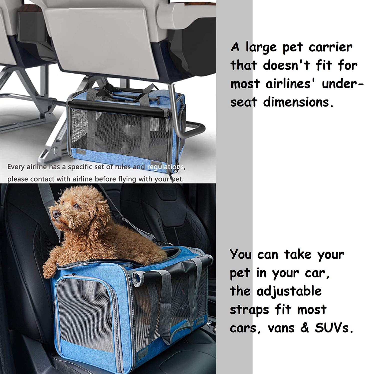 GAPZER apertura superior amplia para introducir mascotas con comodidad y seguridad