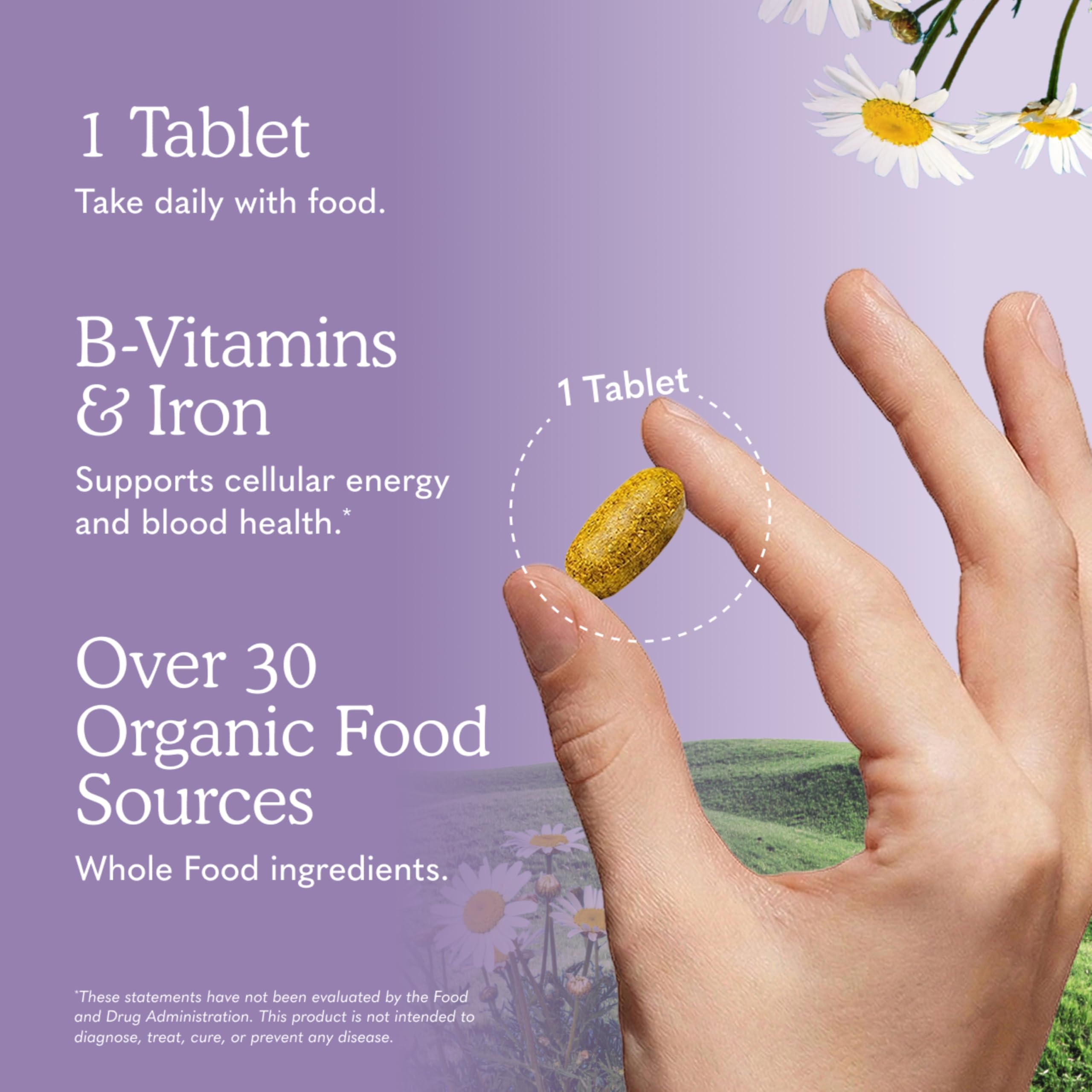 Garden of Life etiqueta nutricional clara con vitaminas y minerales